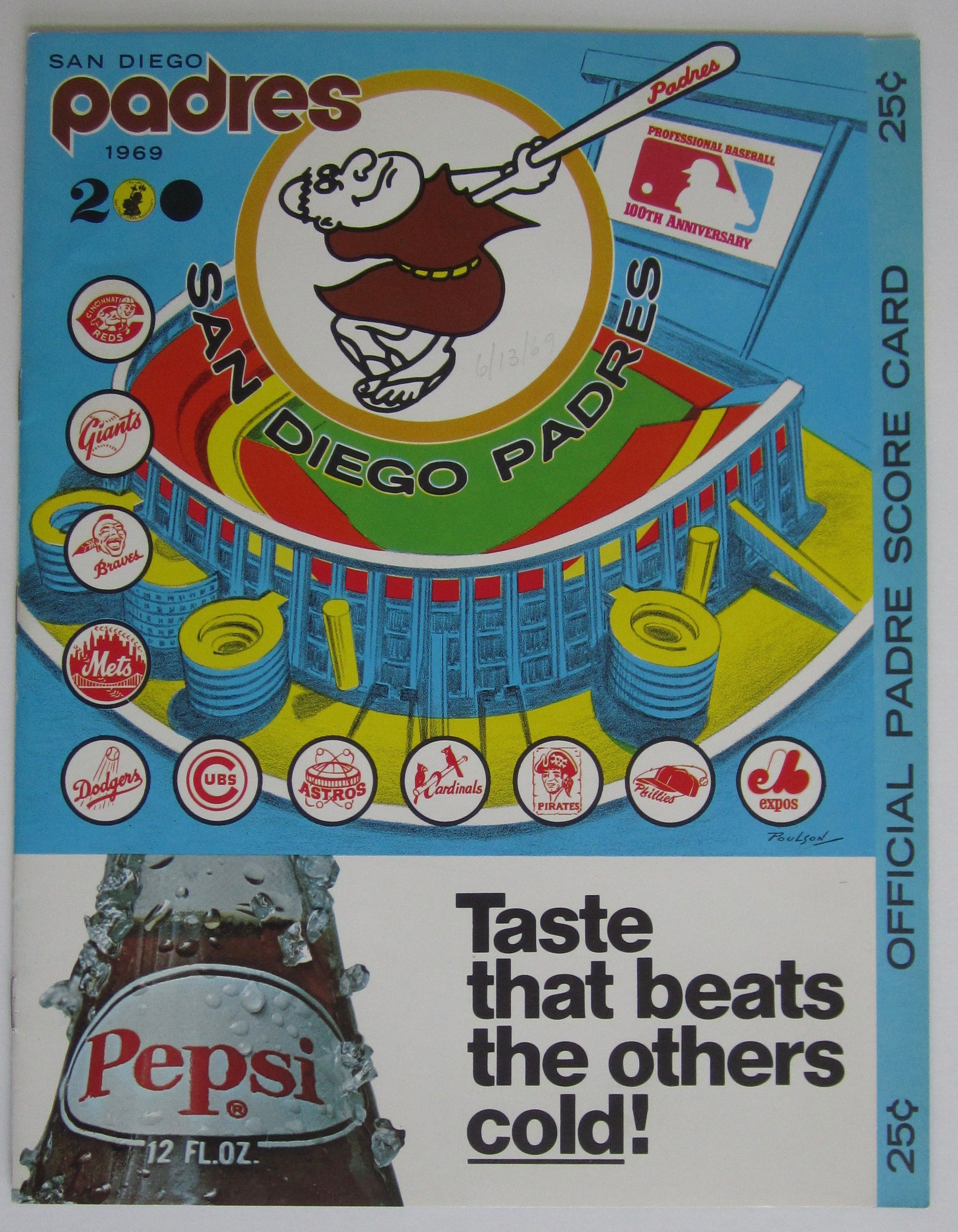 1969 Official Padres vs Phillies Scorecard