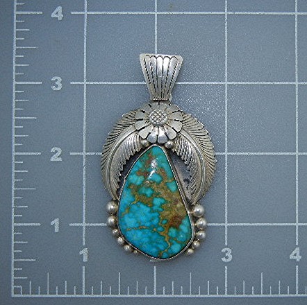 Navajo Sterling Silver Pilot Mountain Turquoise Pendant