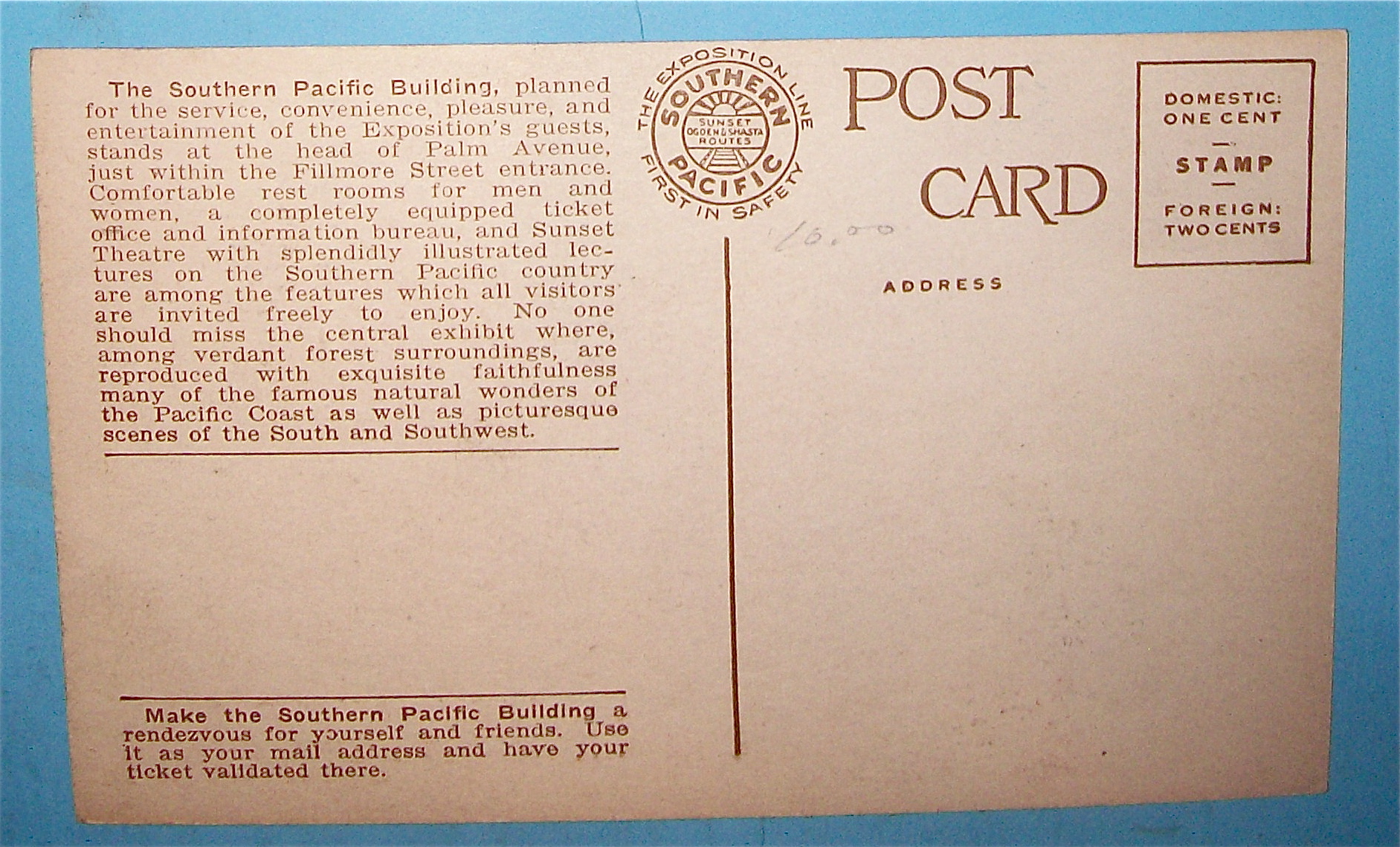 Southern Pacific Building Postcard (Panama Pac Expo)