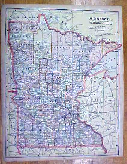 Antique Map Kentucky/Tennessee/Minnesota 1902 Crowell