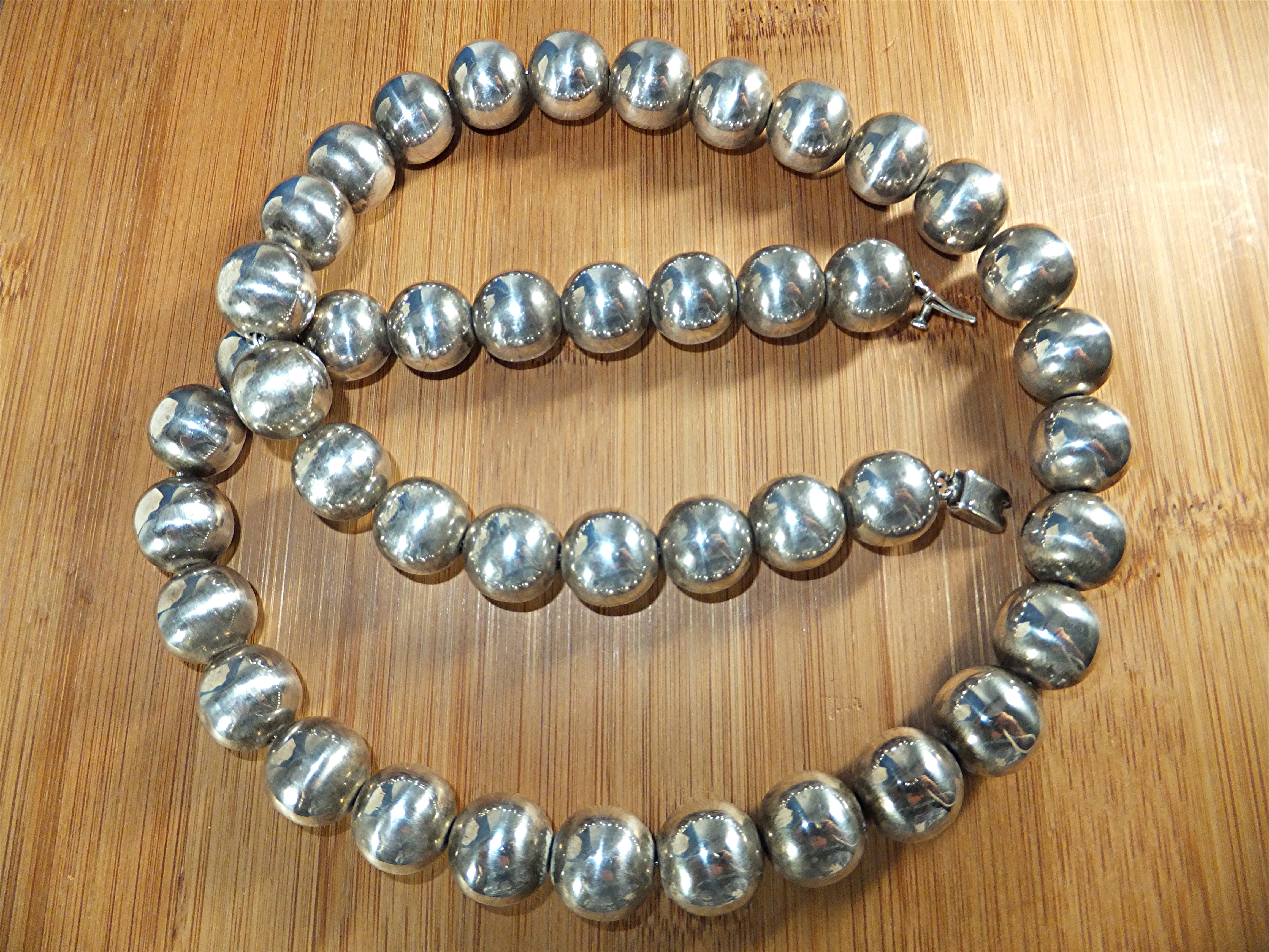 Necklace Sterling Silver Beads Taxco  Mexico TM-31