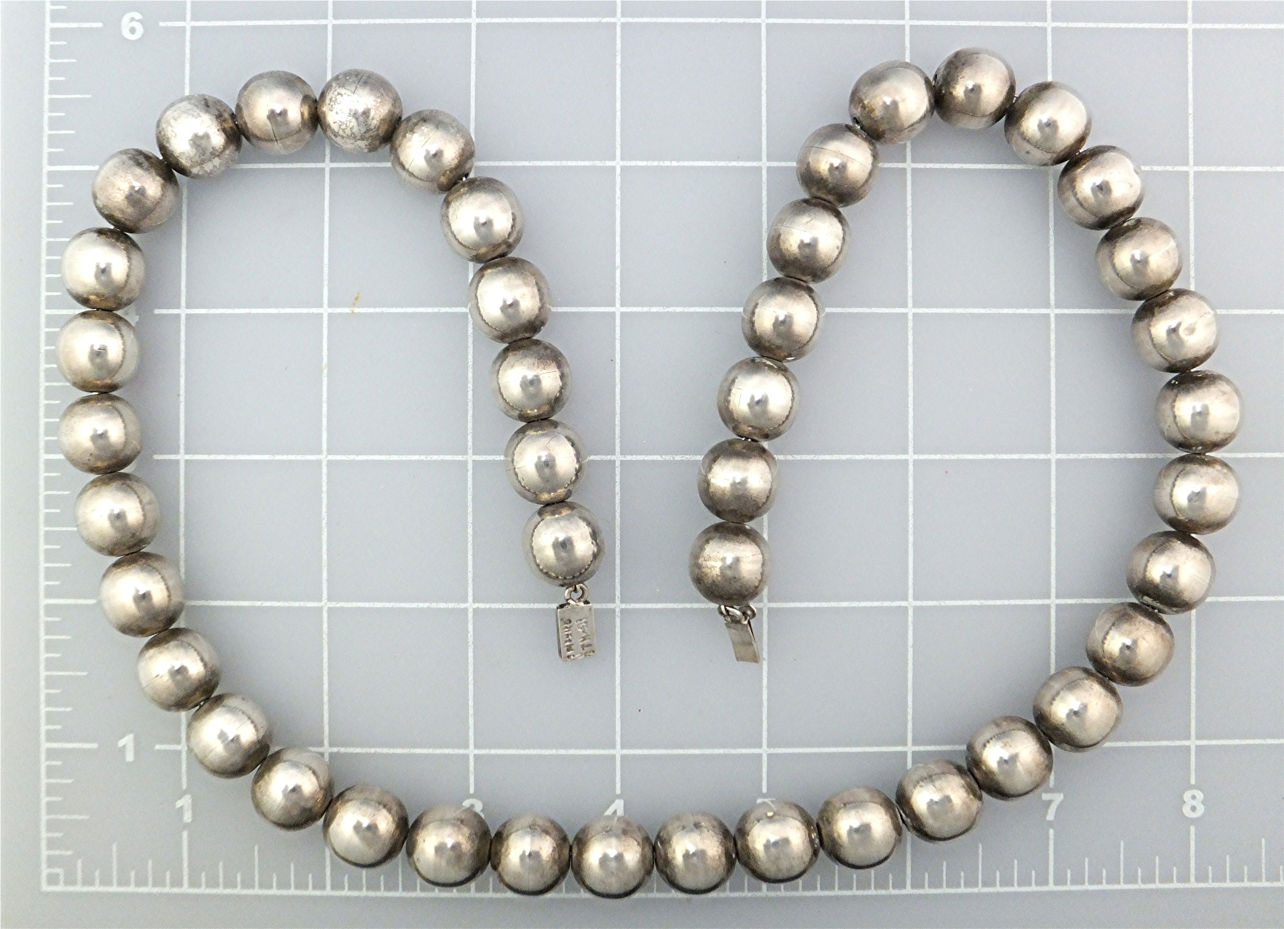 Necklace Sterling Silver Beads Taxco  Mexico TM-31