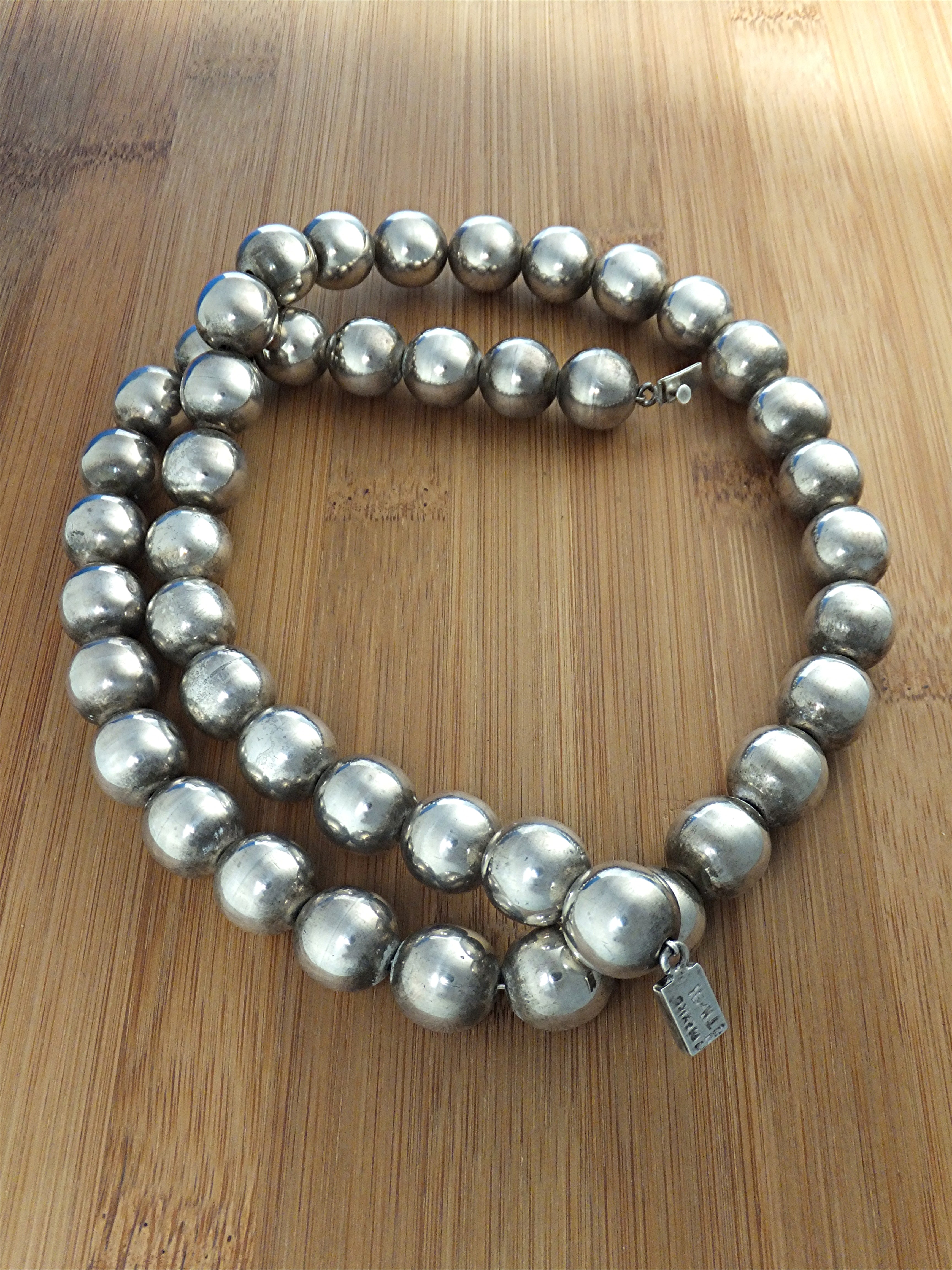 Necklace Sterling Silver Beads Taxco Mexico TM-31