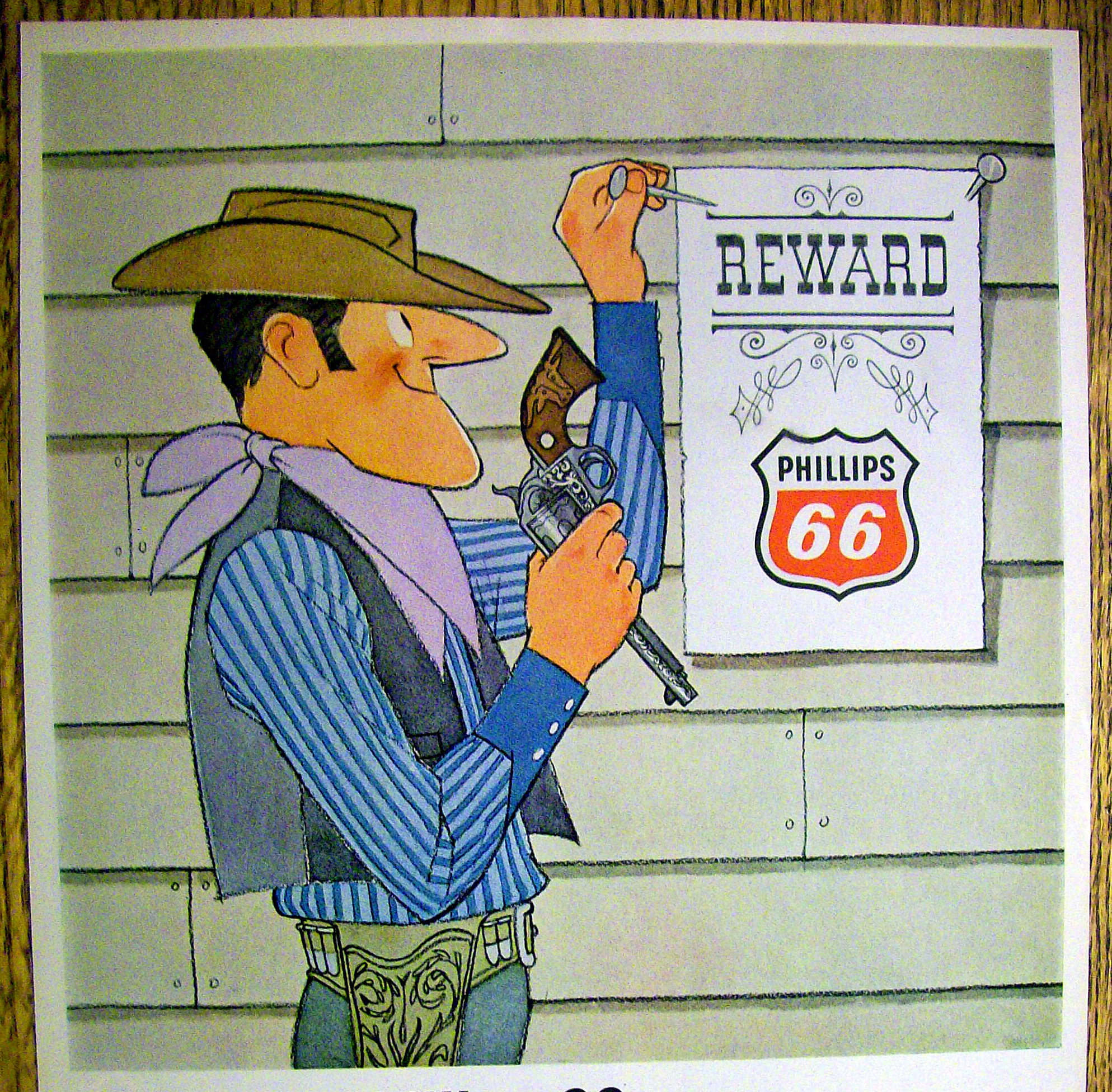 1966 Phillips 66 with Cowboy Hanging Reward Sign