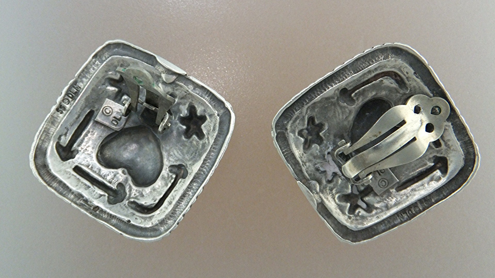 DIANE MALOUF Sterling Silver Heart Clip Earrings