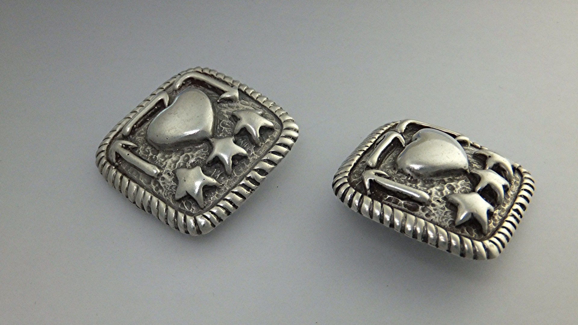 DIANE MALOUF Sterling Silver Heart Clip Earrings