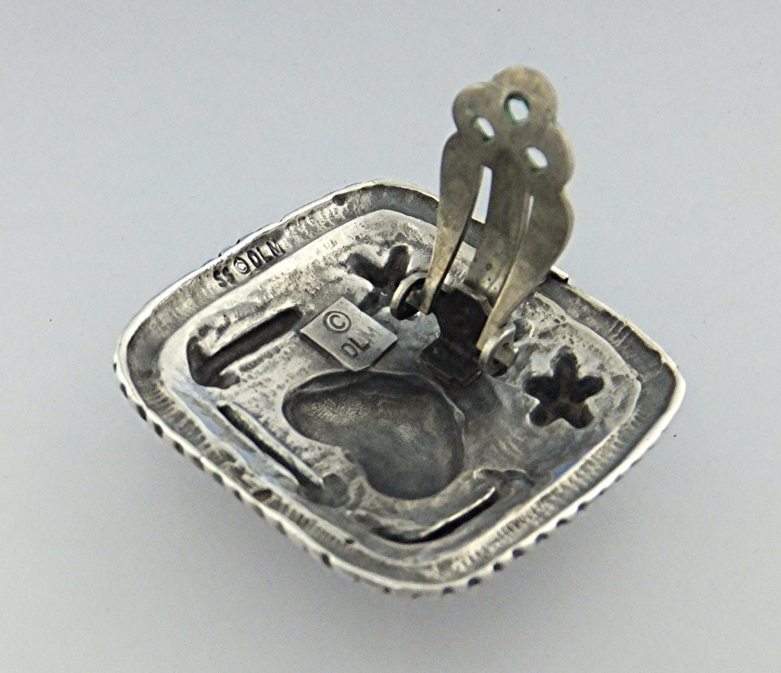 DIANE MALOUF Sterling Silver Heart Clip Earrings