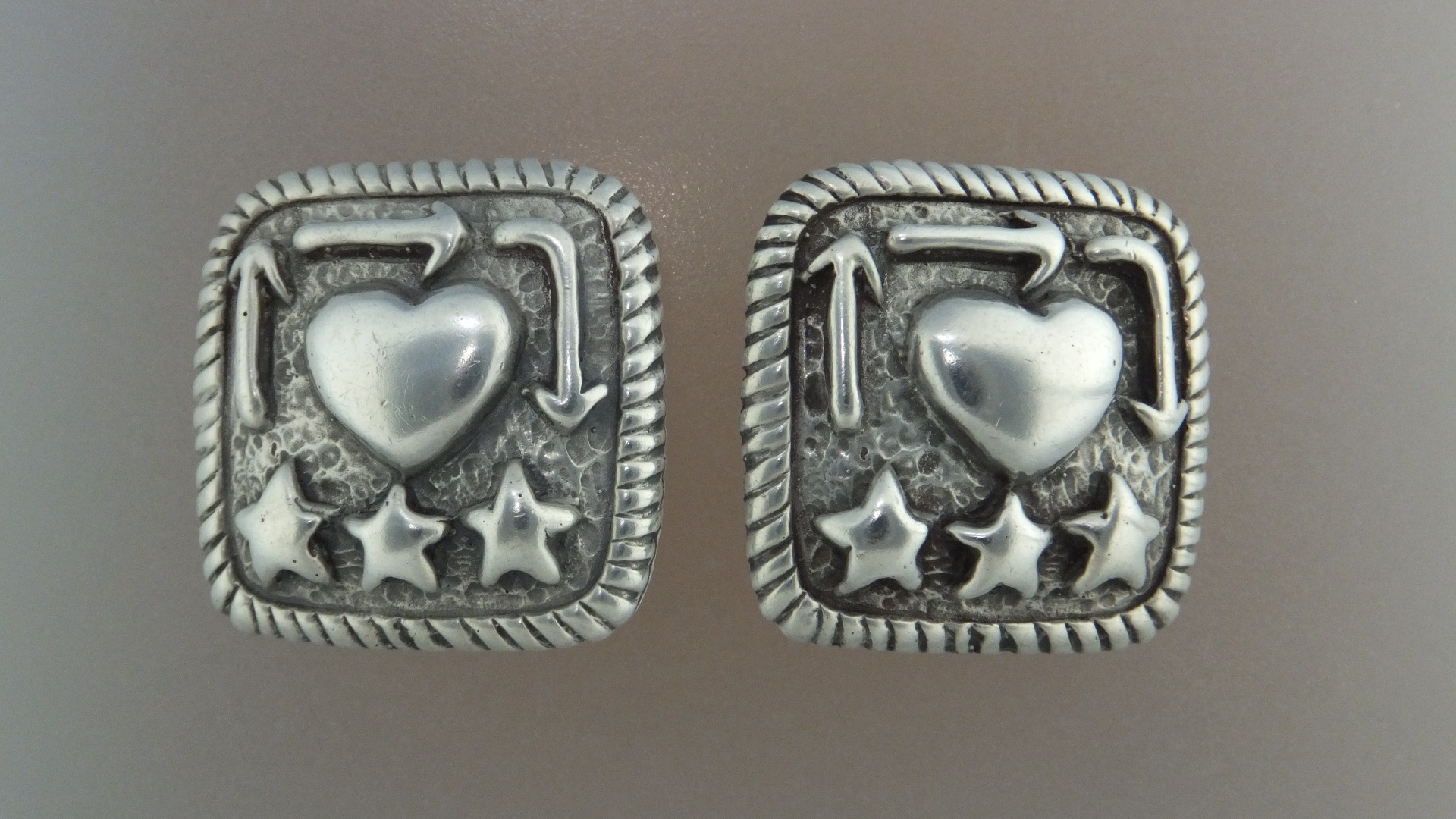 DIANE MALOUF Sterling Silver Heart Clip Earrings