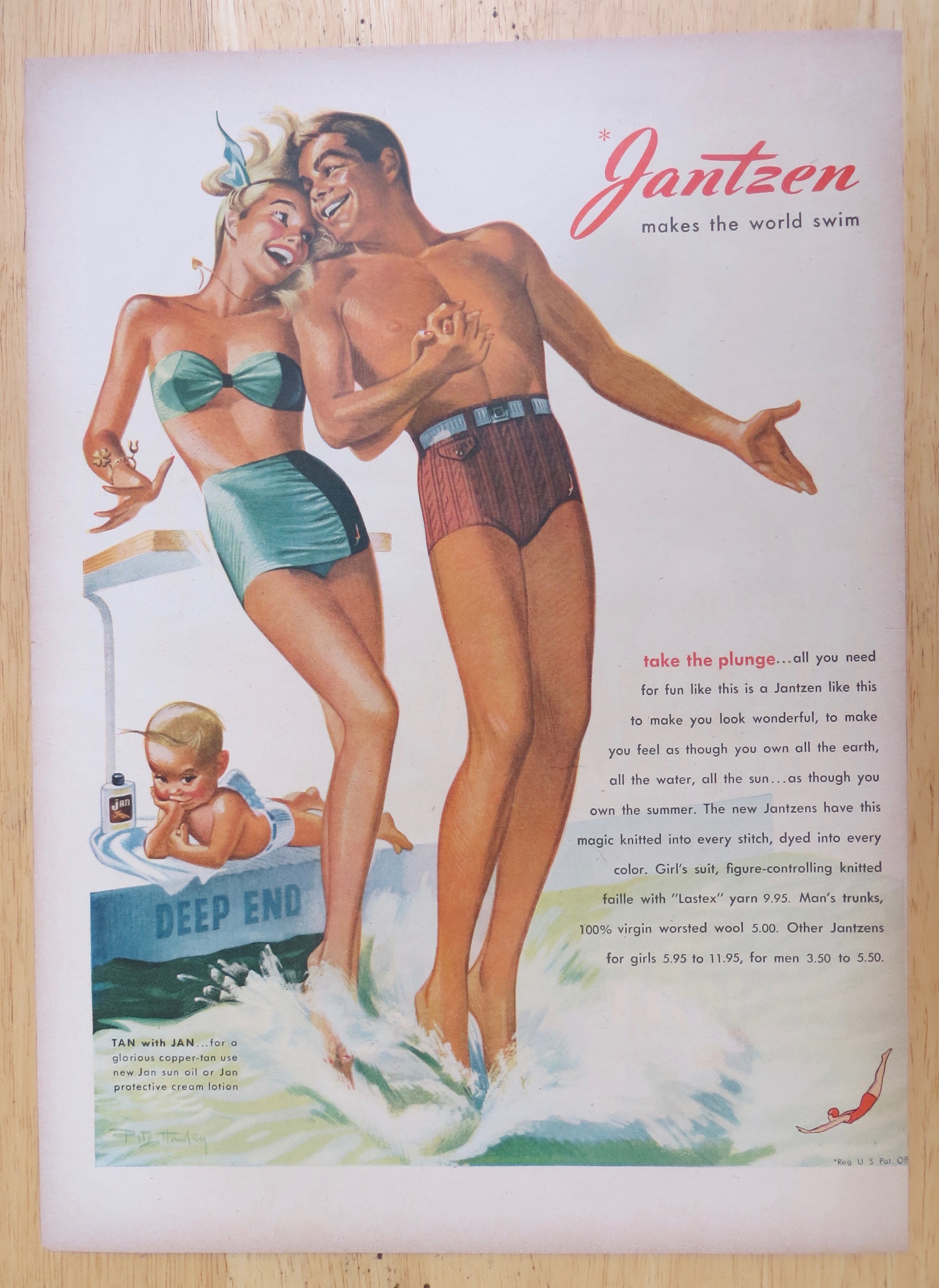 1947 Jantzen w/Woman & Man Take Plunge & Baby Watches