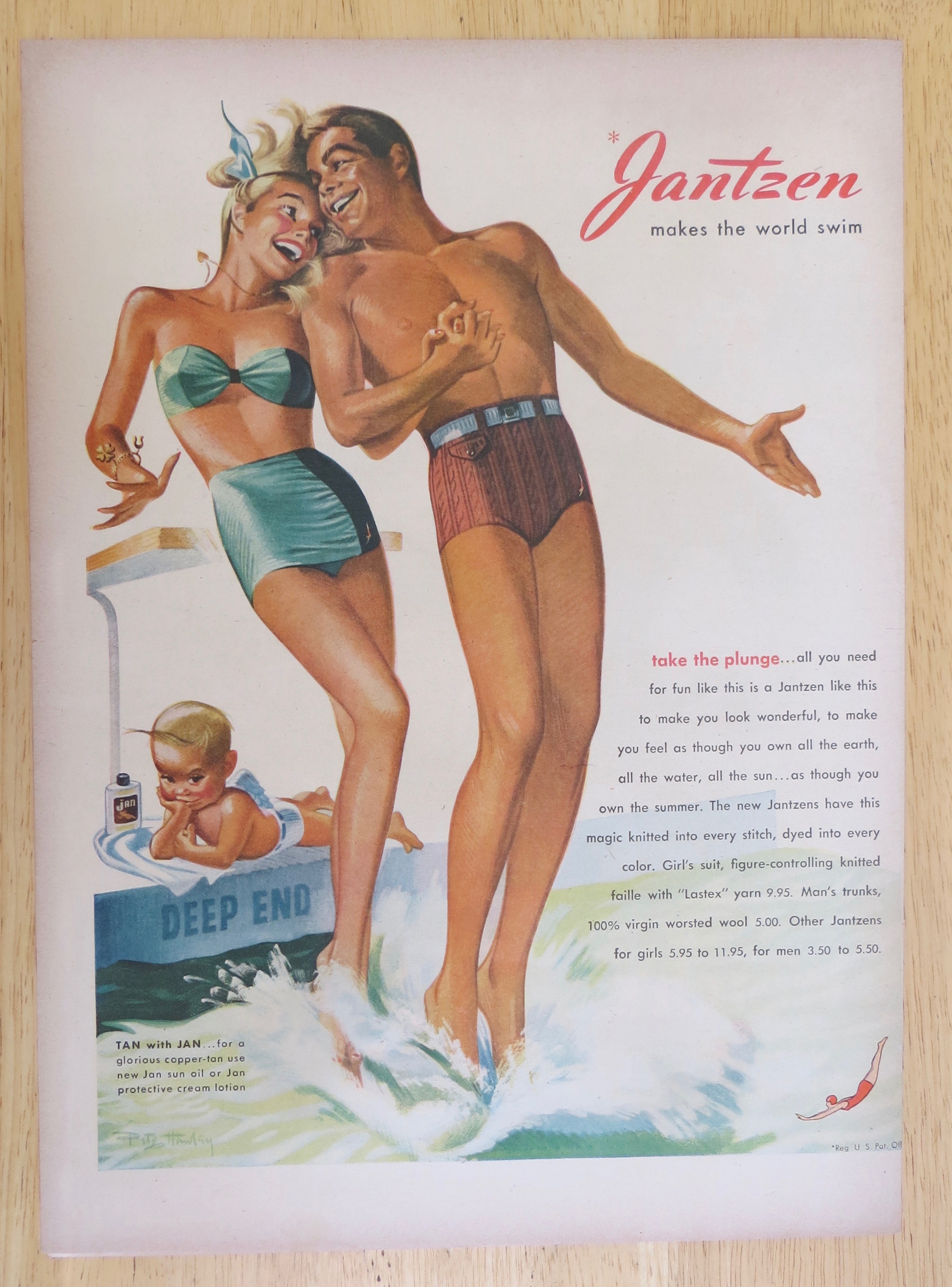1947 Jantzen w/Woman & Man Take Plunge & Baby Watches
