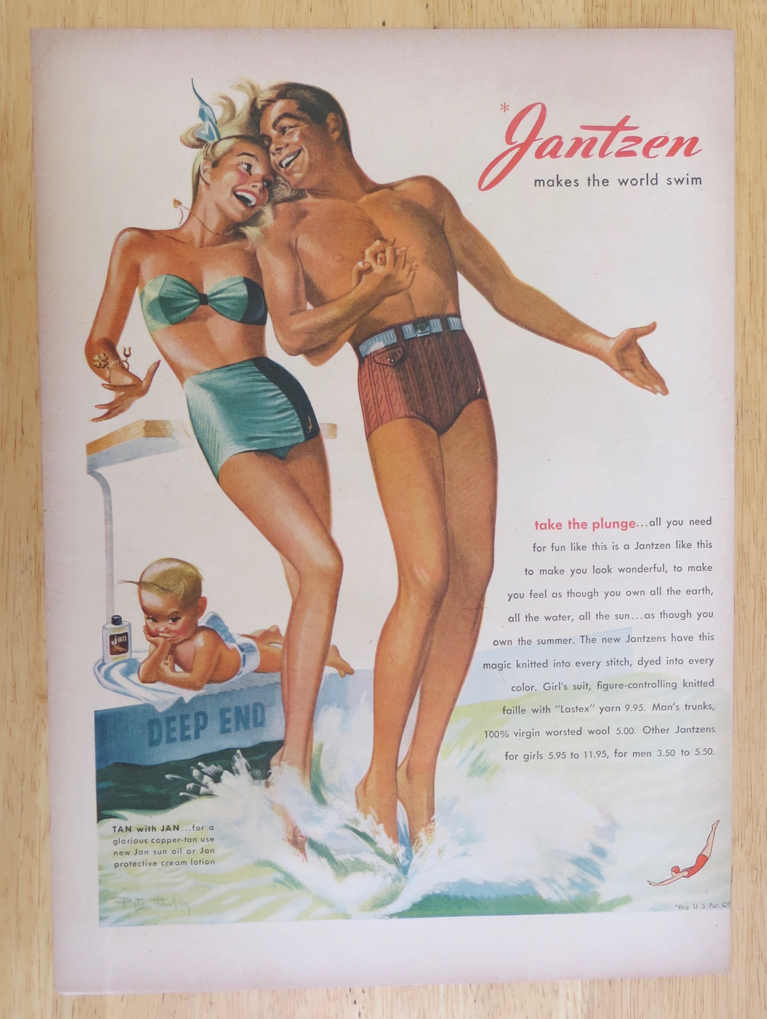 1947 Jantzen w/Woman & Man Take Plunge & Baby Watches