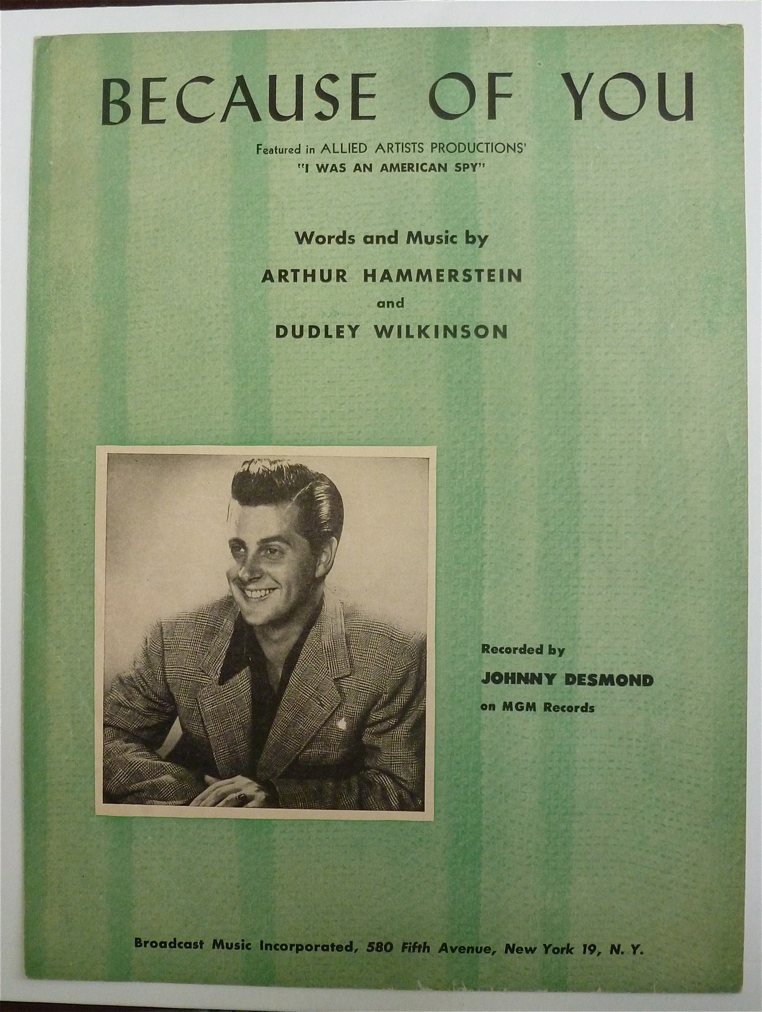 Sheet Music For 1940 Because Of You