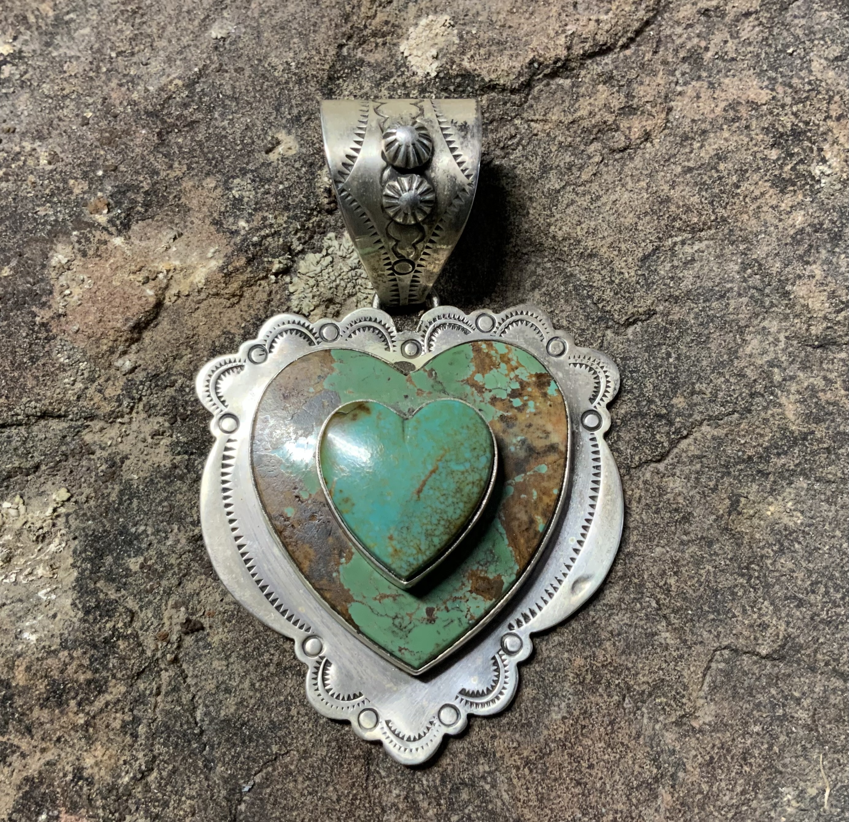 DAN DODSON Sterling Silver Kingman Turquoise Heart Pend