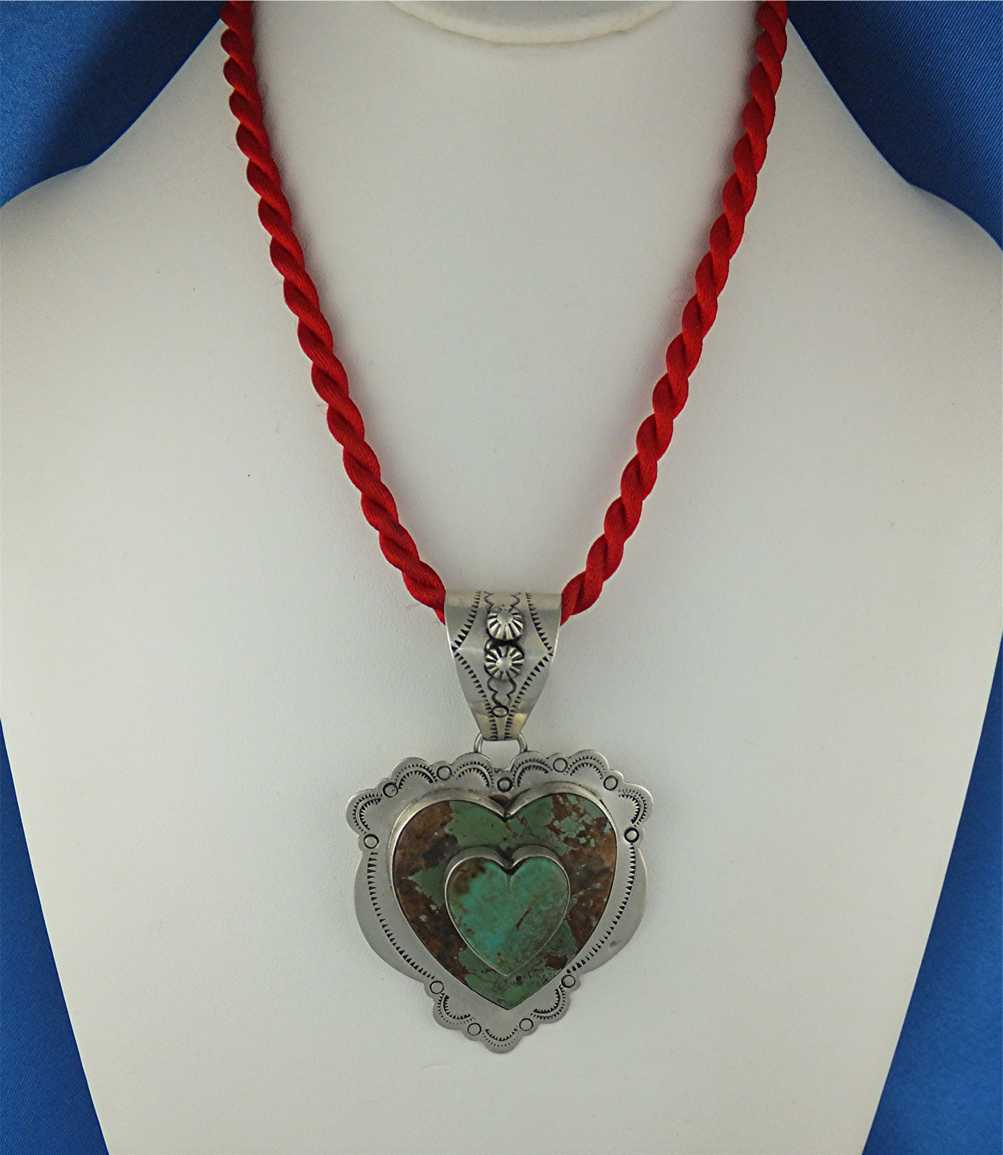 DAN DODSON Sterling Silver Kingman Turquoise Heart Pend