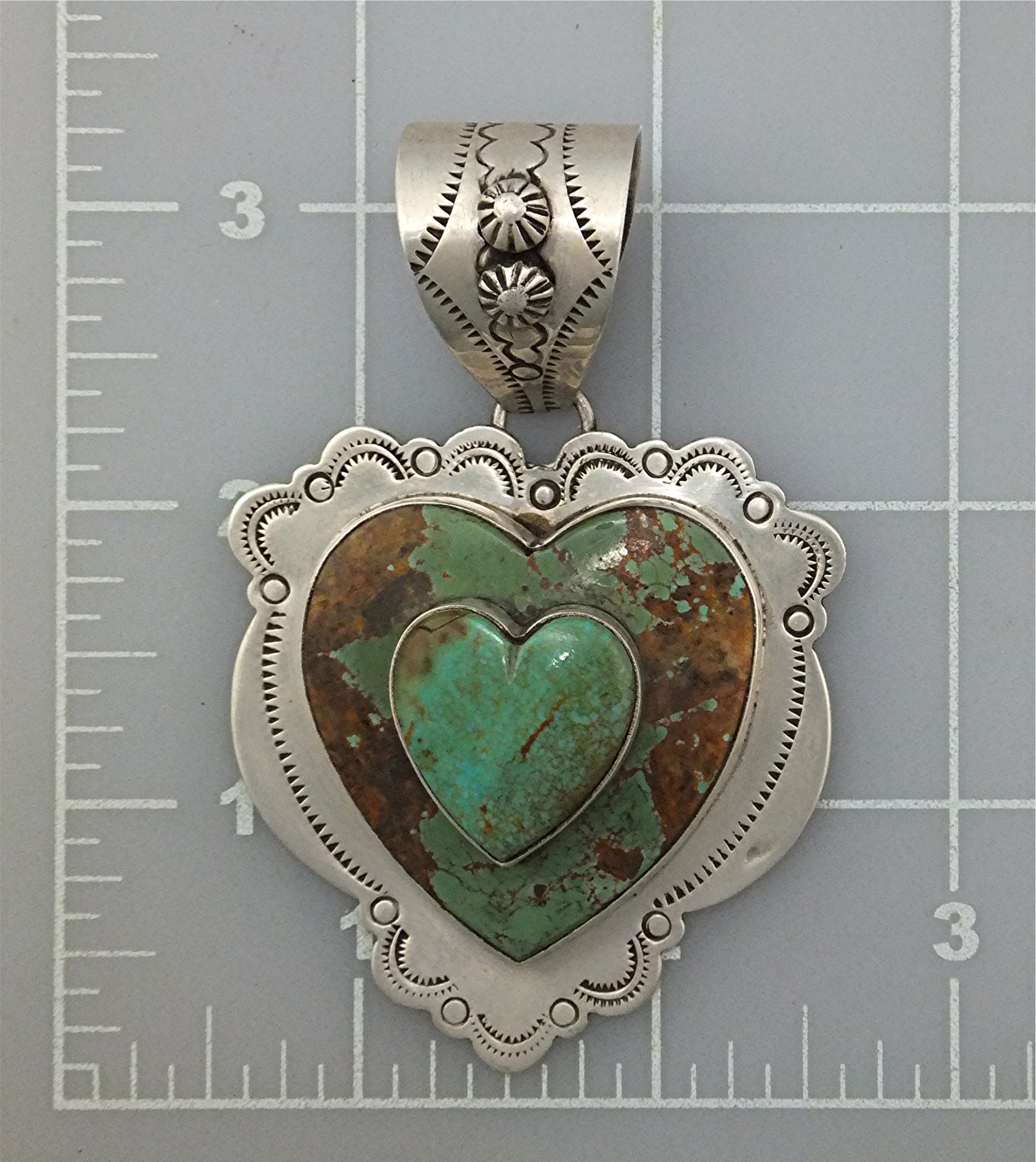 DAN DODSON Sterling Silver Kingman Turquoise Heart Pend