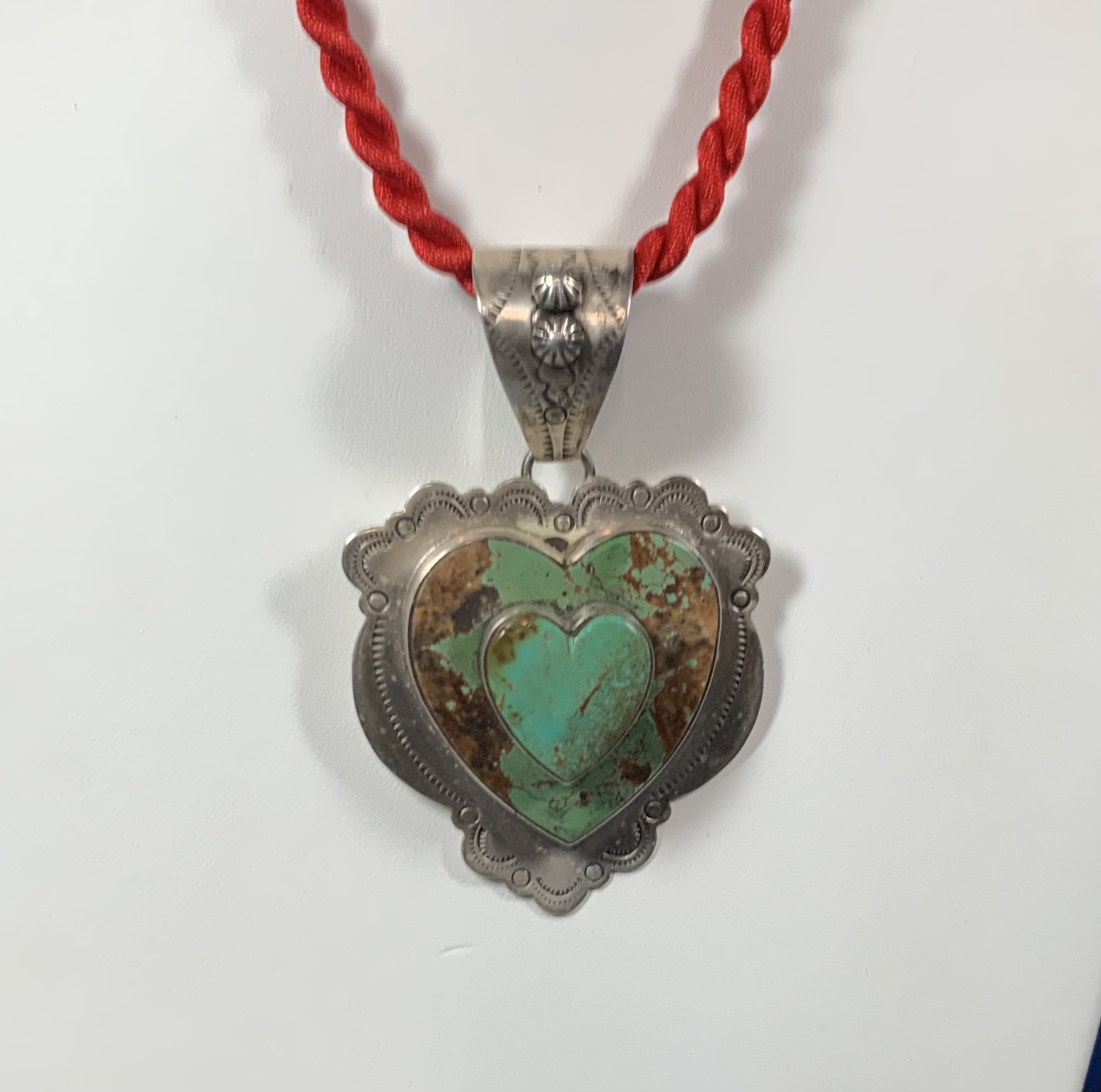 DAN DODSON Sterling Silver Kingman Turquoise Heart Pend