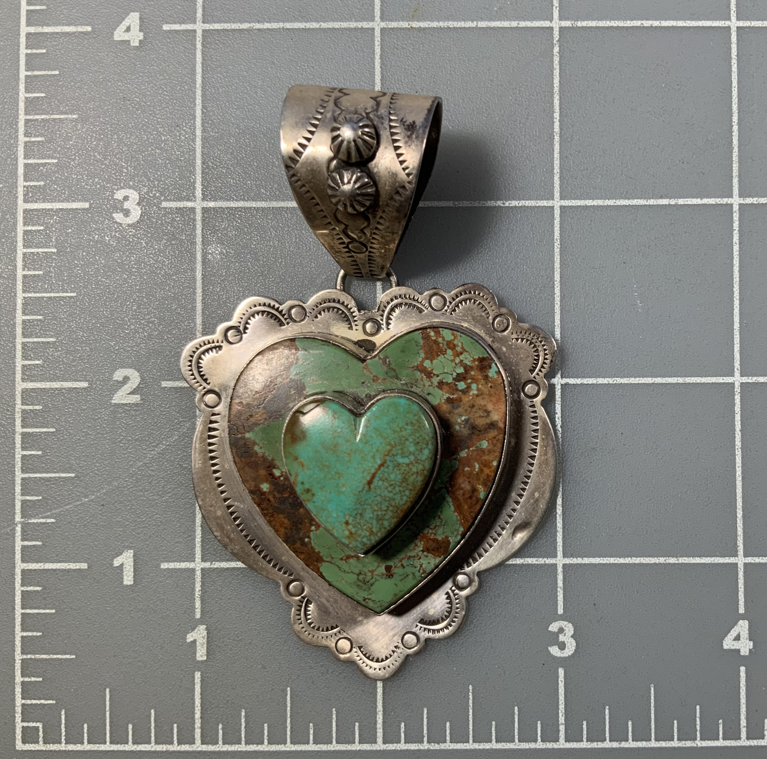 DAN DODSON Sterling Silver Kingman Turquoise Heart Pend