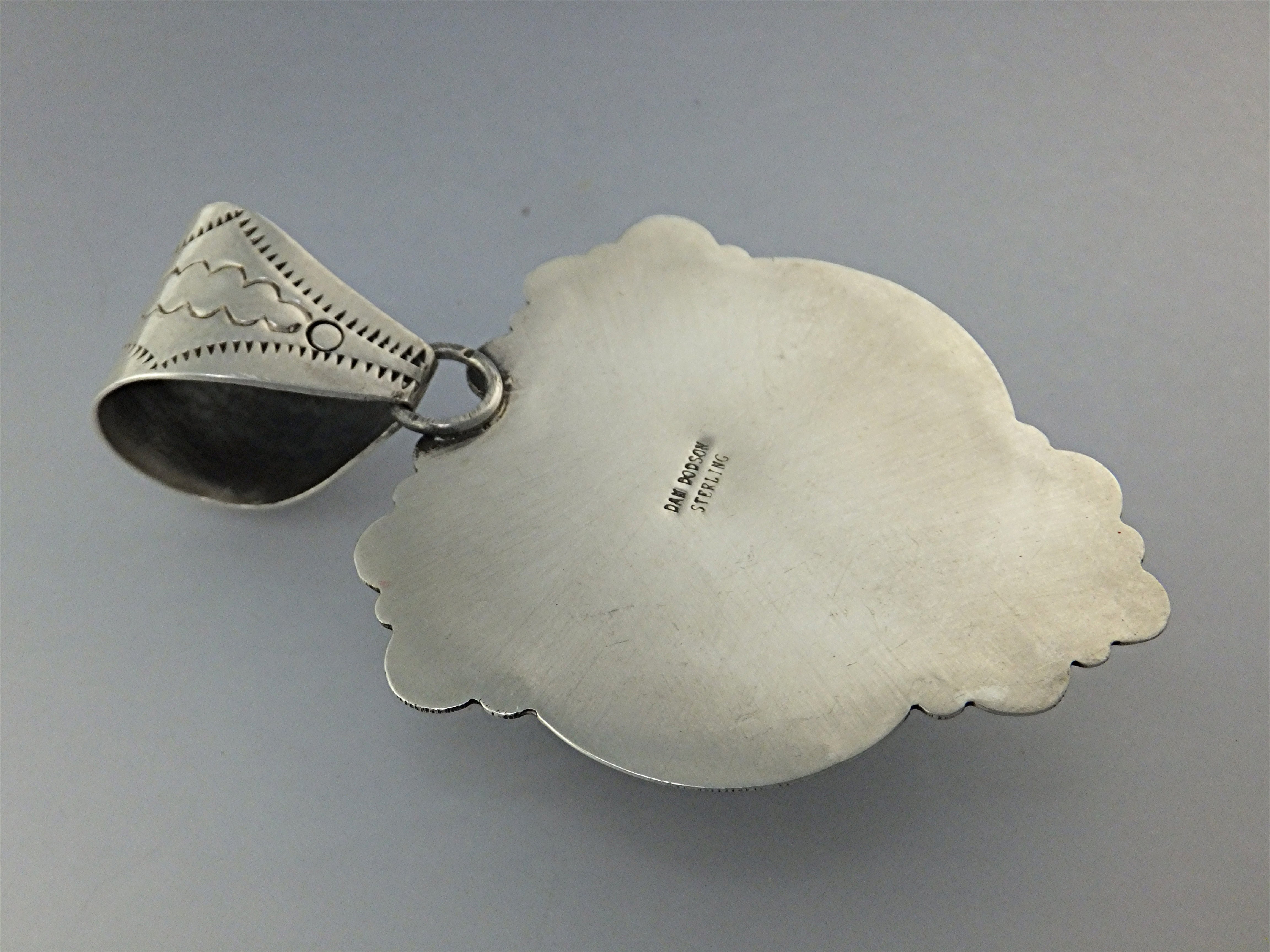 DAN DODSON Sterling Silver Kingman Turquoise Heart Pend