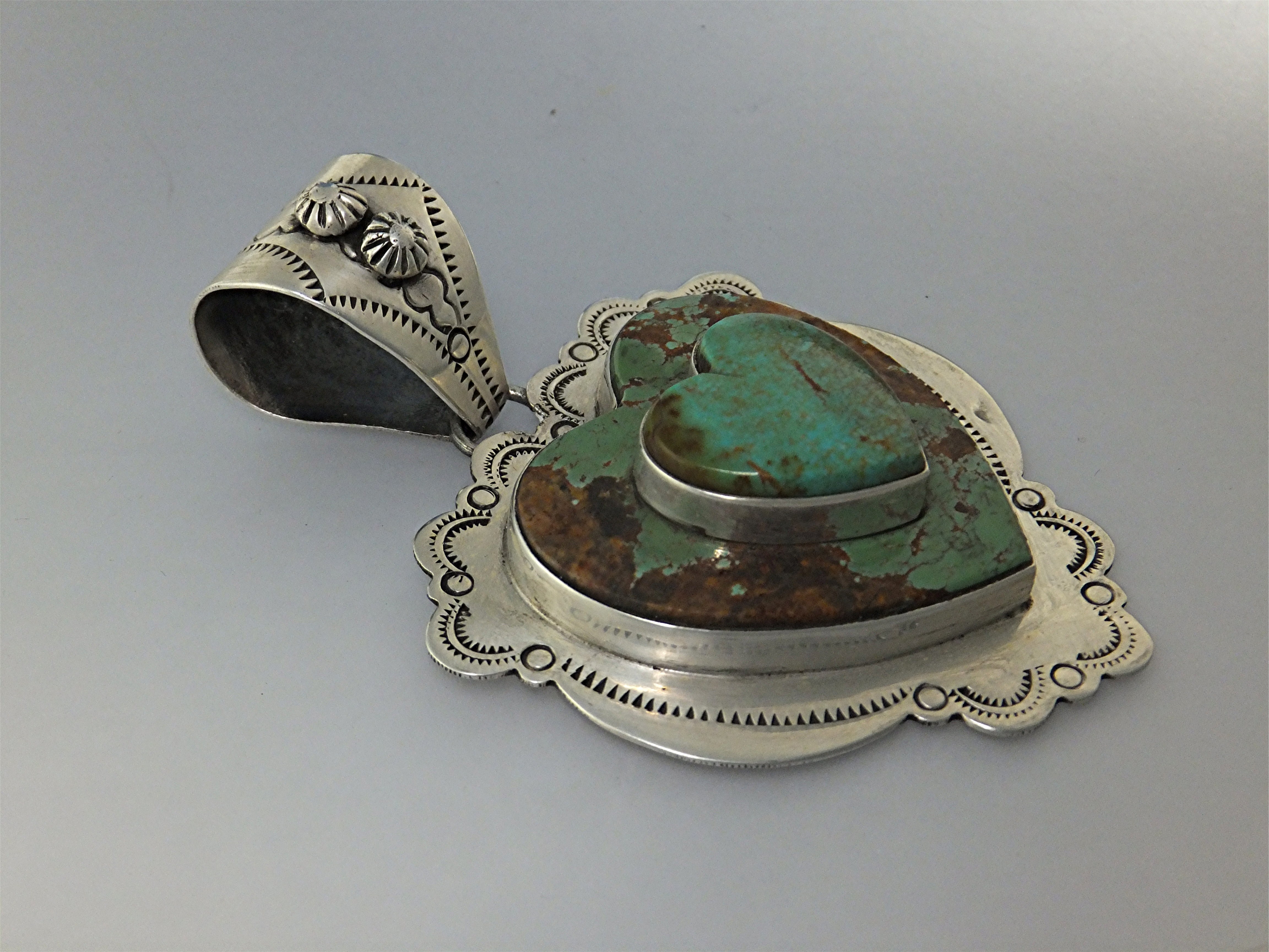 DAN DODSON Sterling Silver Kingman Turquoise Heart Pend