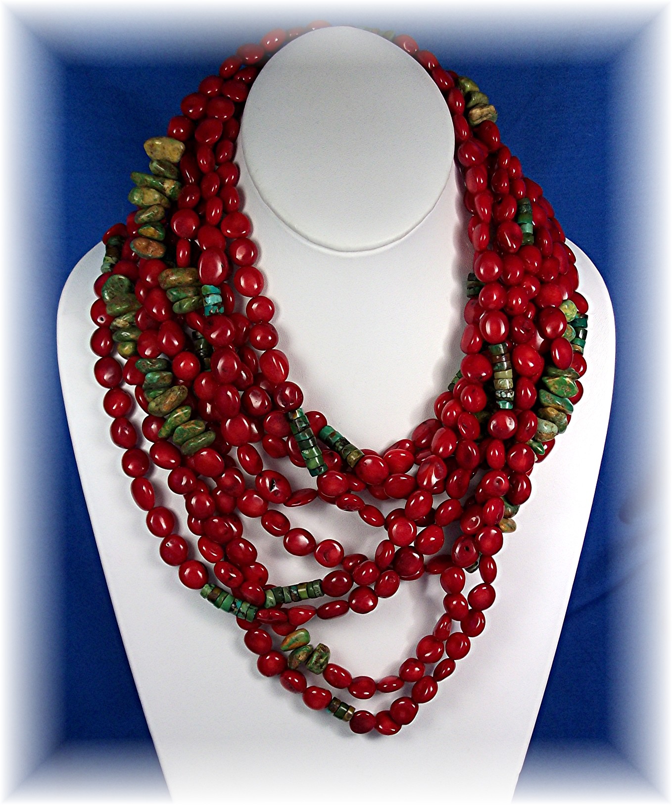 Necklace Turquoise Red Croal Sterling Silver Clasp
