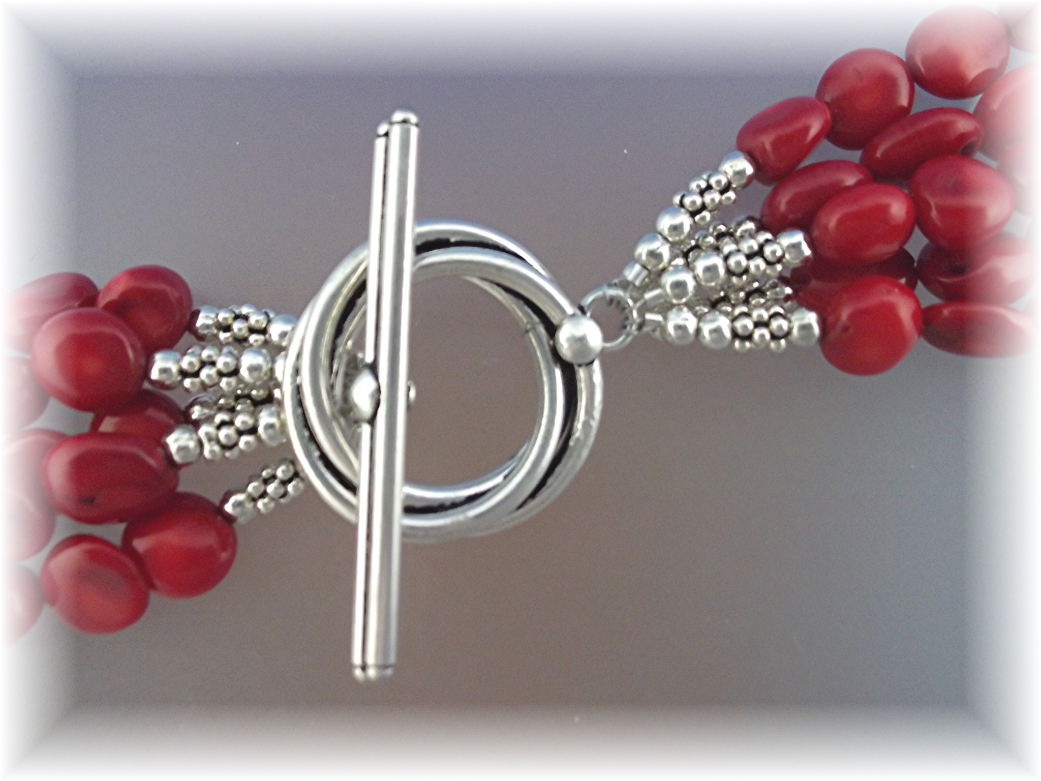 Necklace Turquoise Red Croal Sterling Silver Clasp
