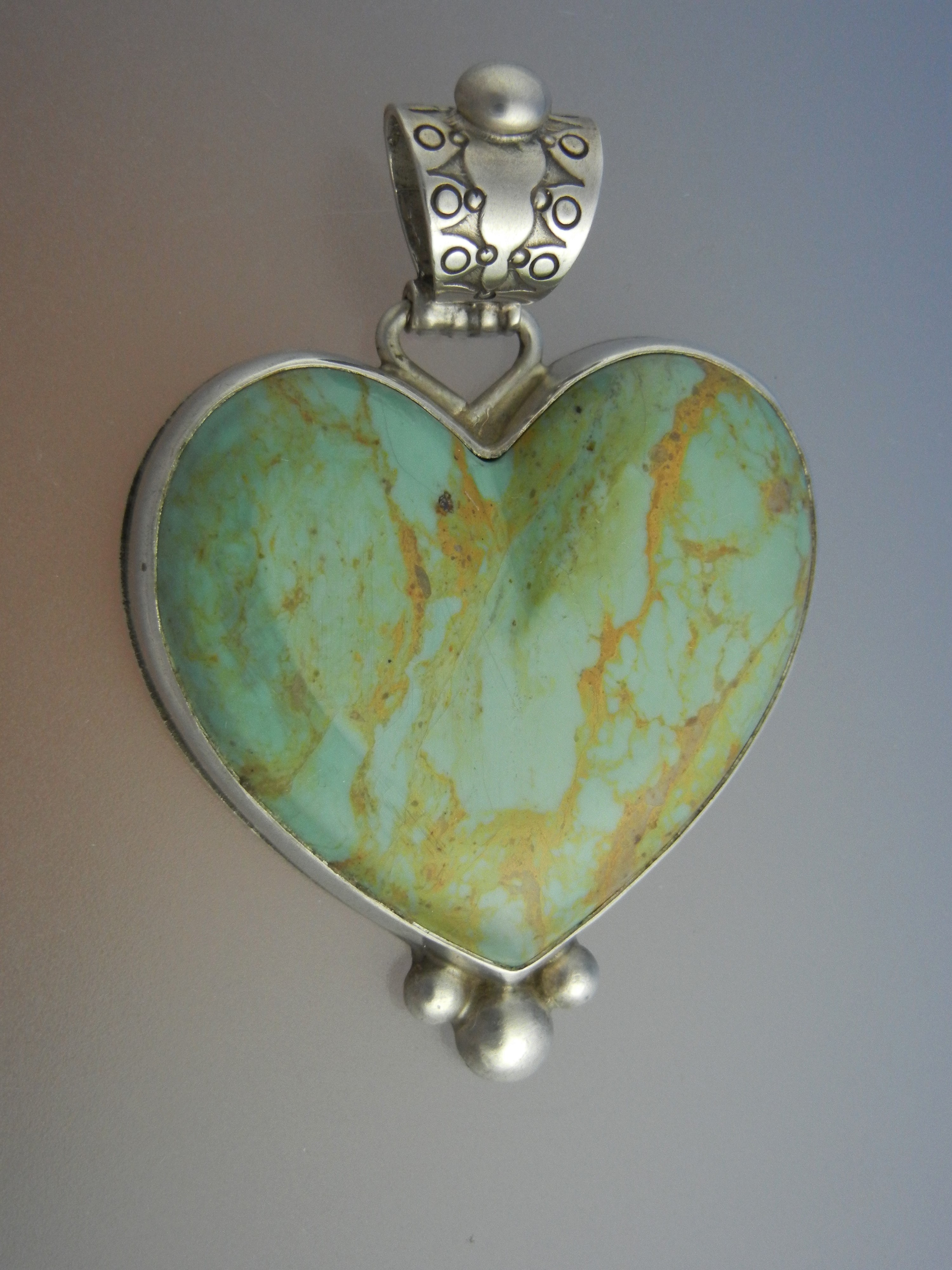 David Troutman Kingman Turquoise Sterling Silver Heart