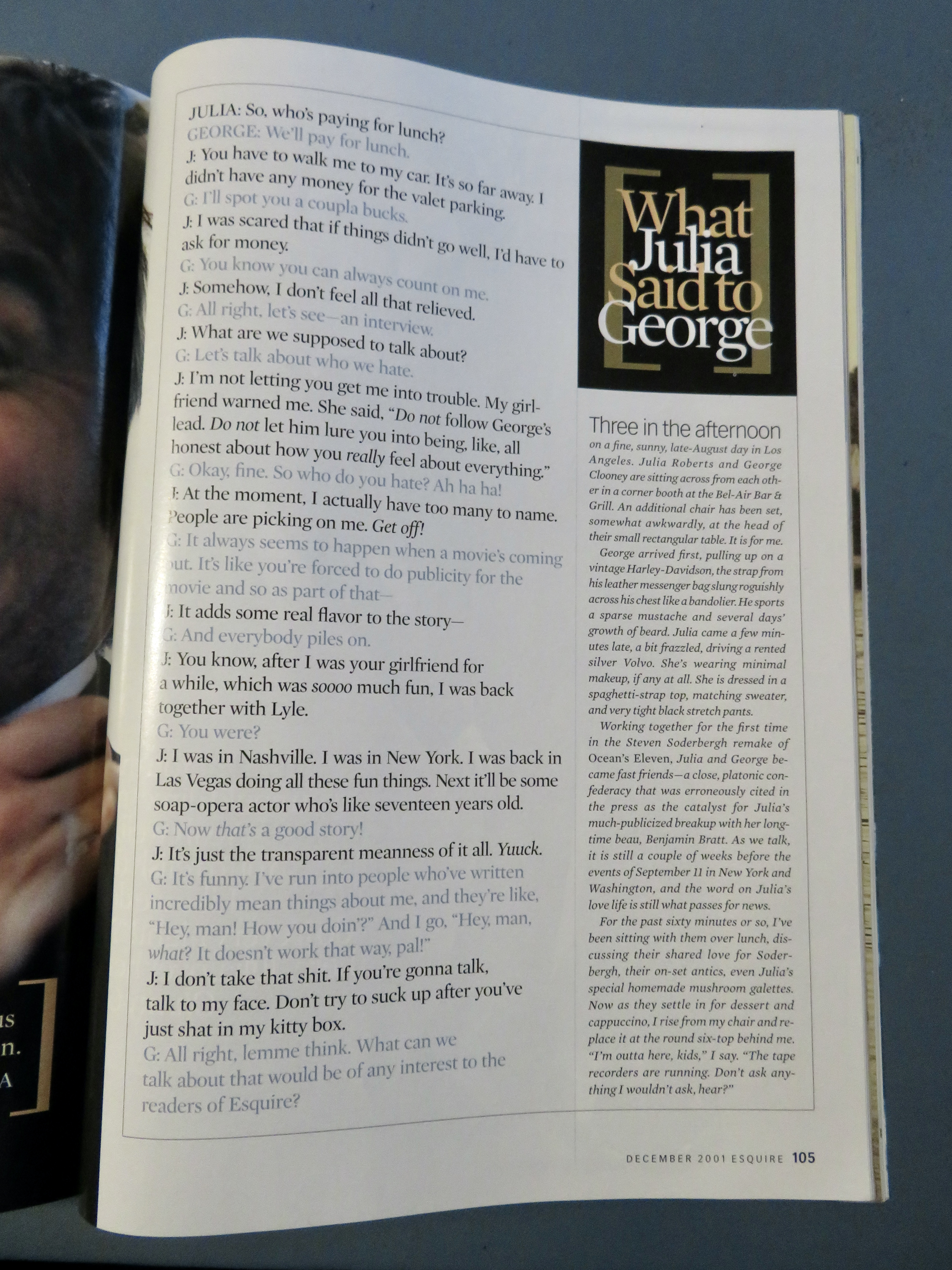 Esquire Magazine December 2001 J Roberts/G Clooney