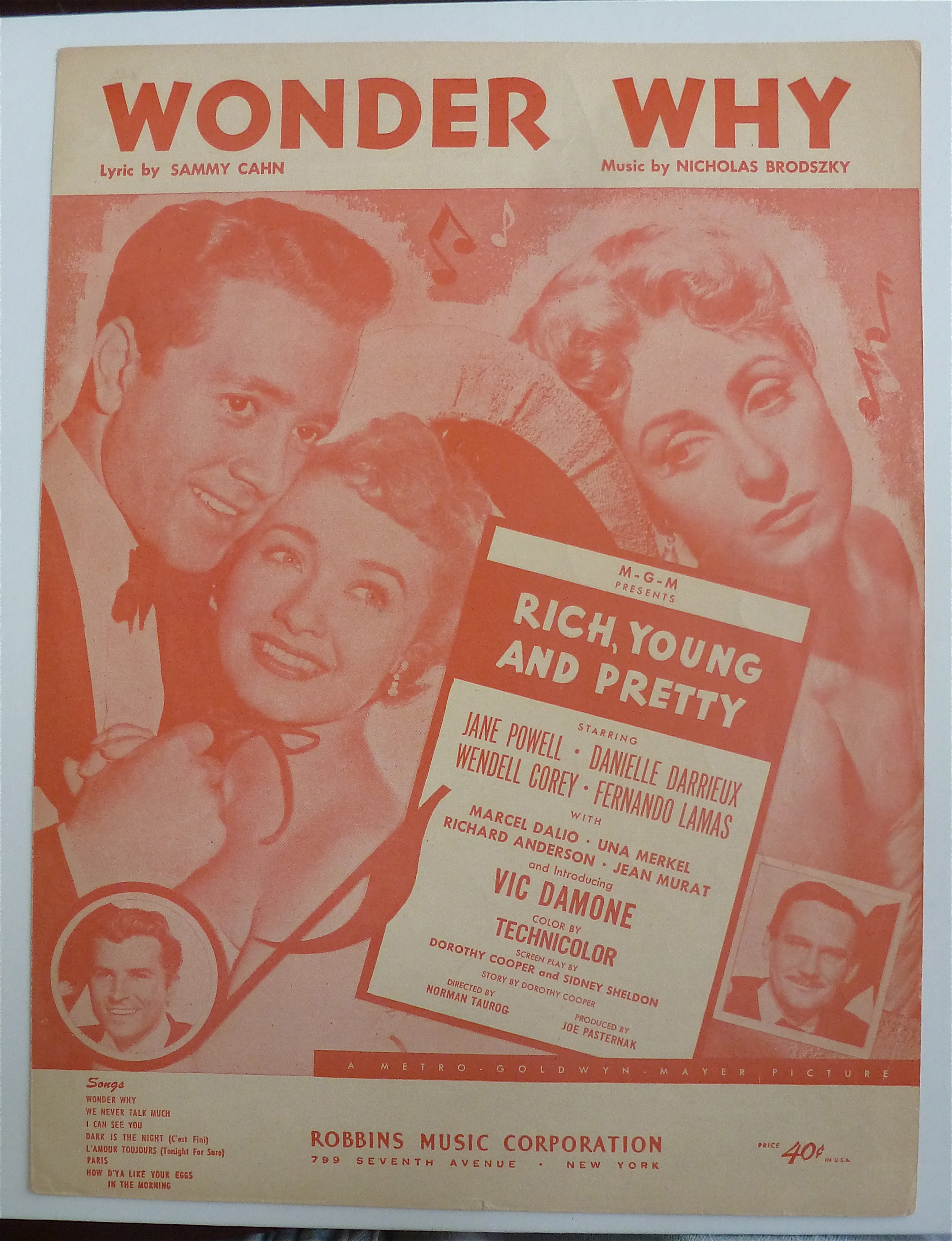 Sheet Music For 1951 Wonder Why