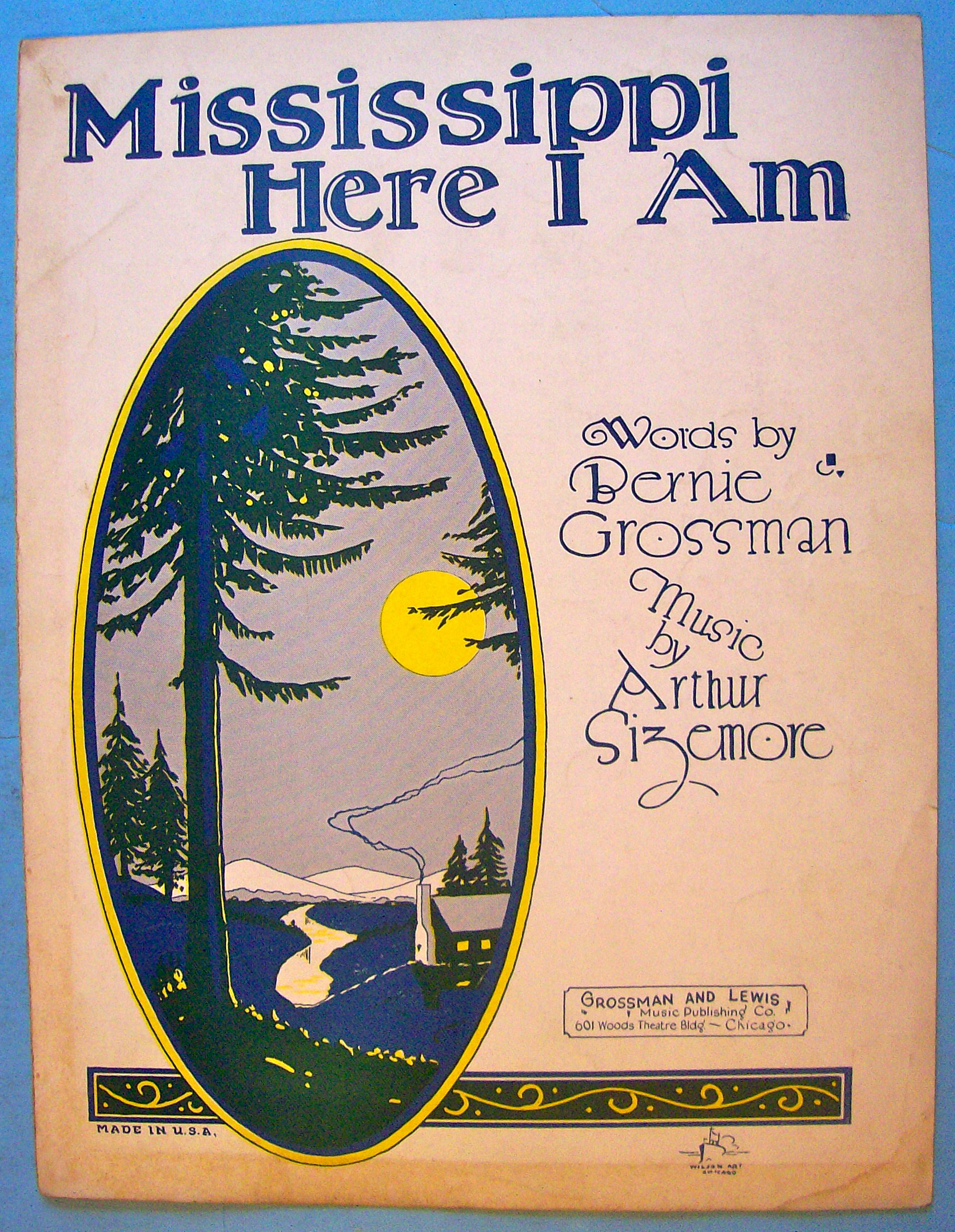 Mississippi Here I Am Sheet Music 1928 Grossman