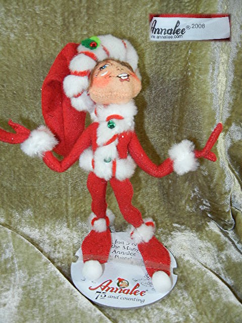 Christmas Annalee Elf on a stand 2008