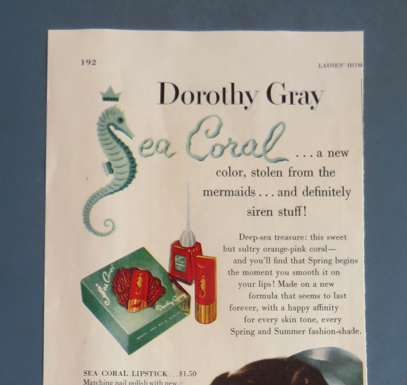 1951 Dorothy Gray Sea Coral with Lovely Woman Wearing Lipstick