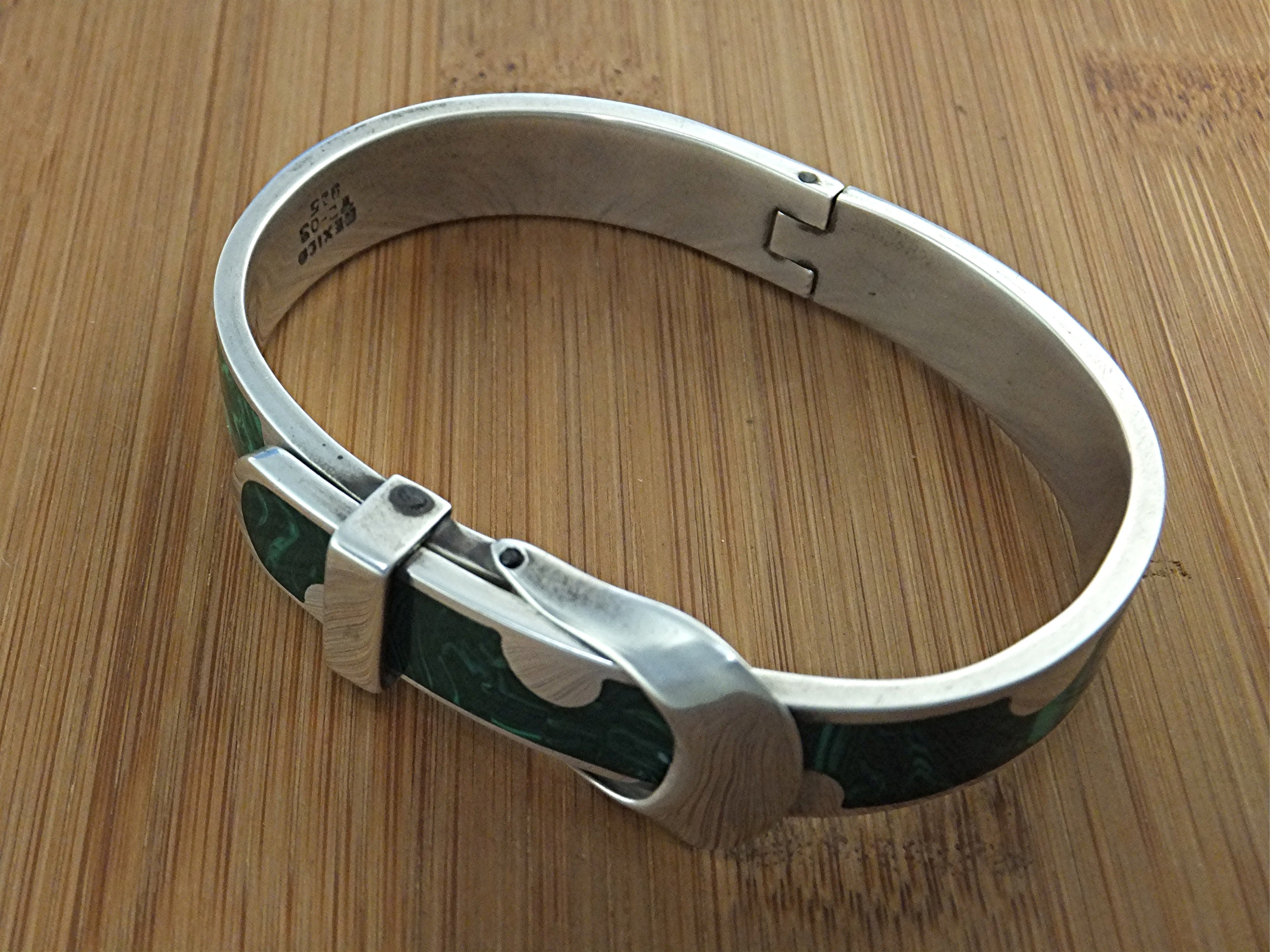 Bracelet Sterling Silver Malachite Taco Mexico TC-05