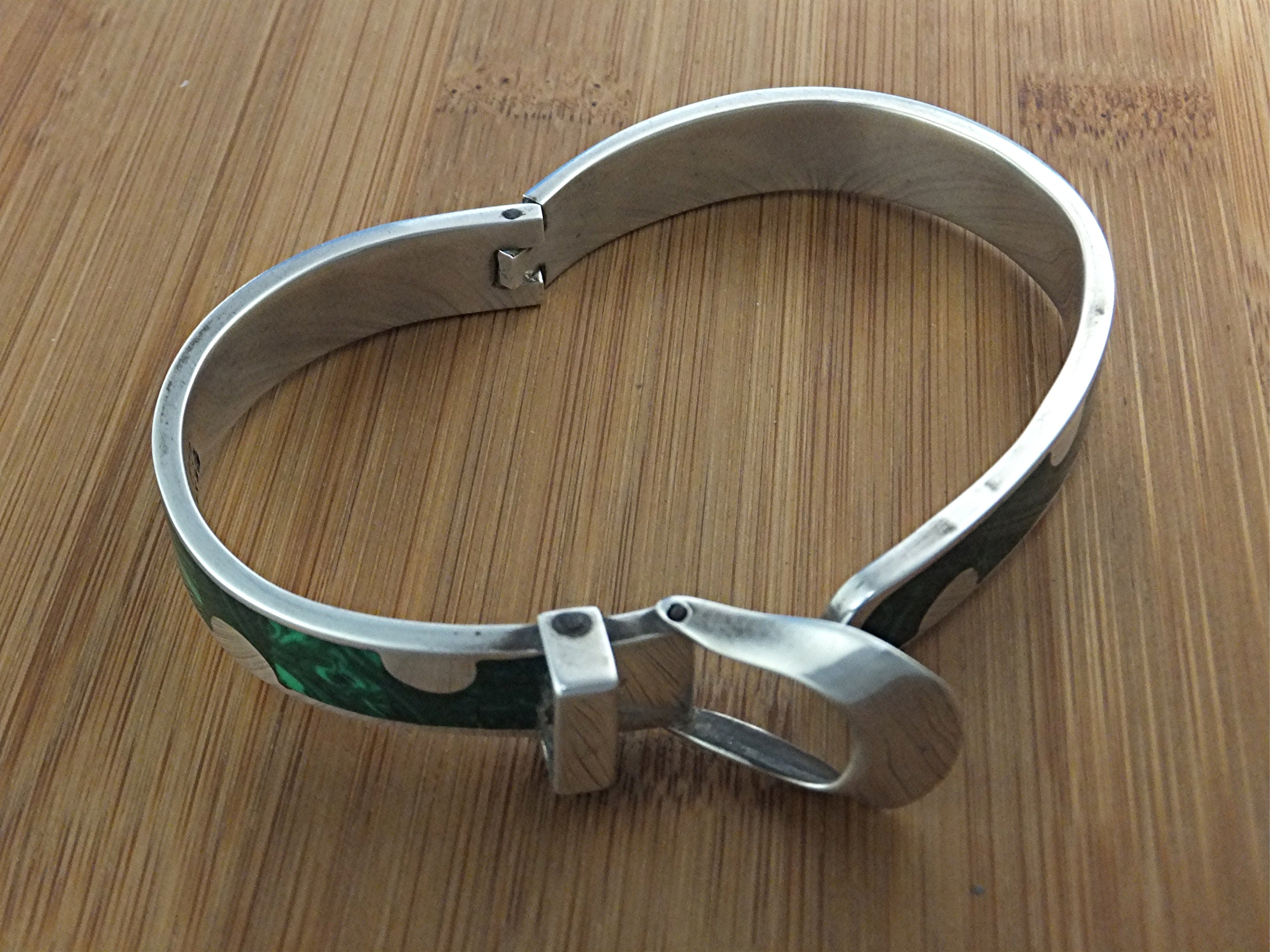 Bracelet Sterling Silver Malachite Taco Mexico TC-05