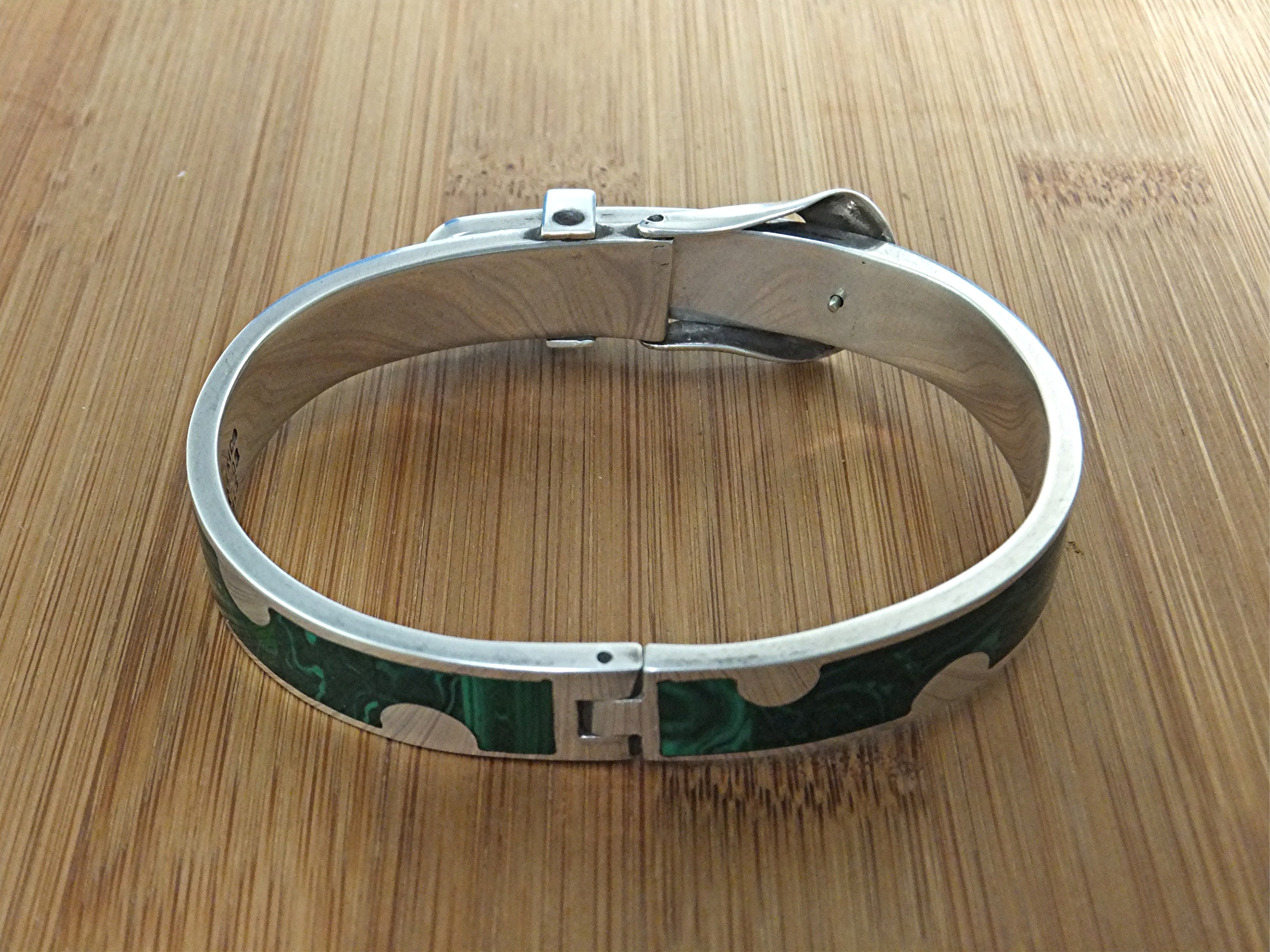 Bracelet Sterling Silver Malachite Taco Mexico TC-05