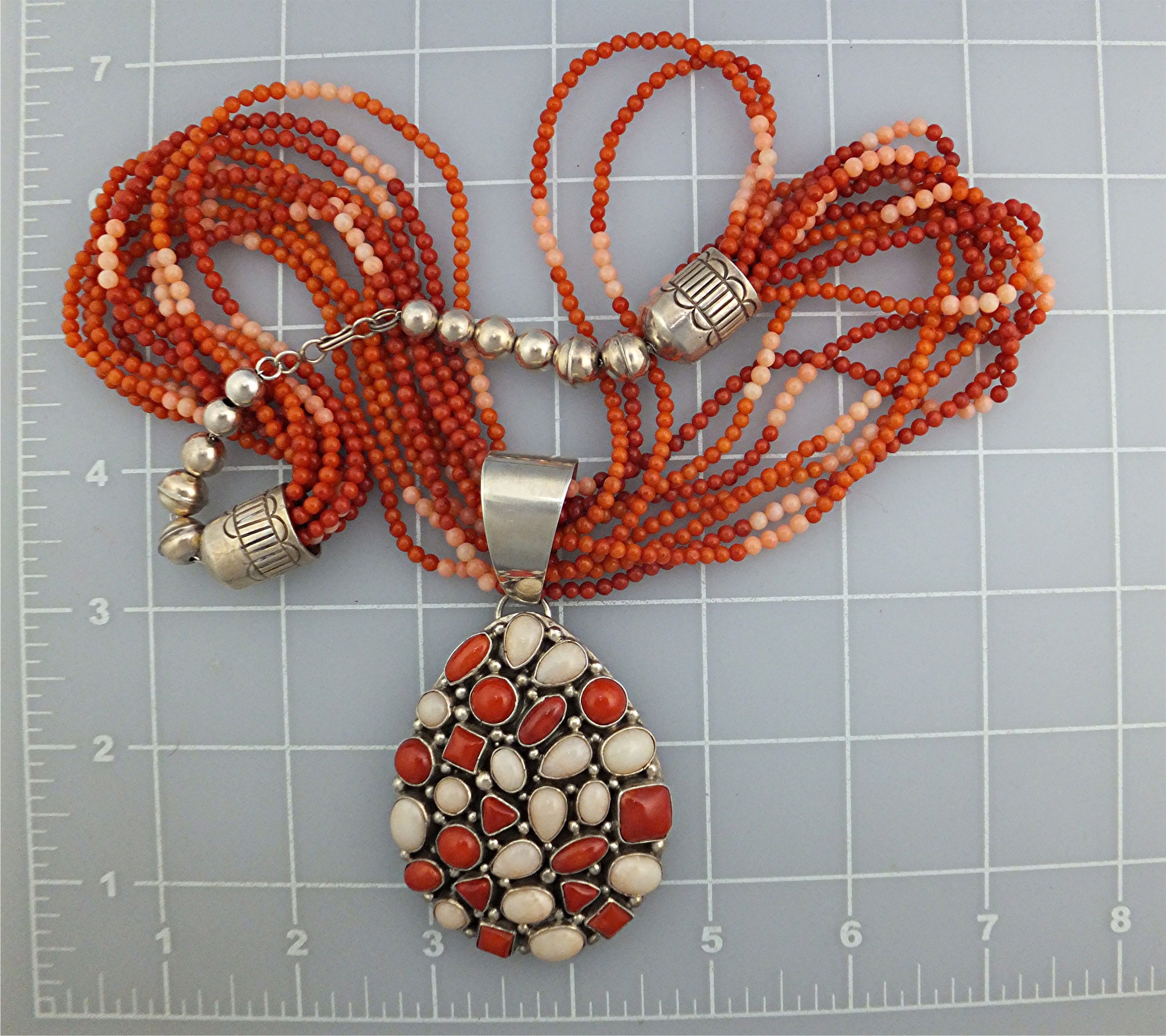 Mediterranean and Angelskin Coral Sterling Silver Neckl