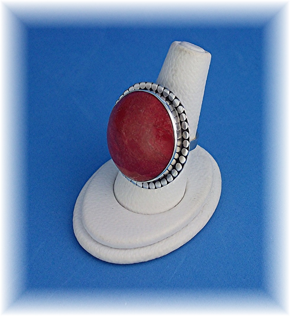 Ring Sponge Coral Sterling Silver Free Size