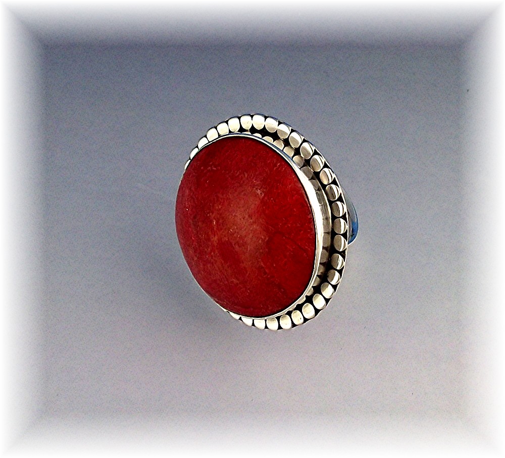 Ring Sponge Coral Sterling Silver Free Size