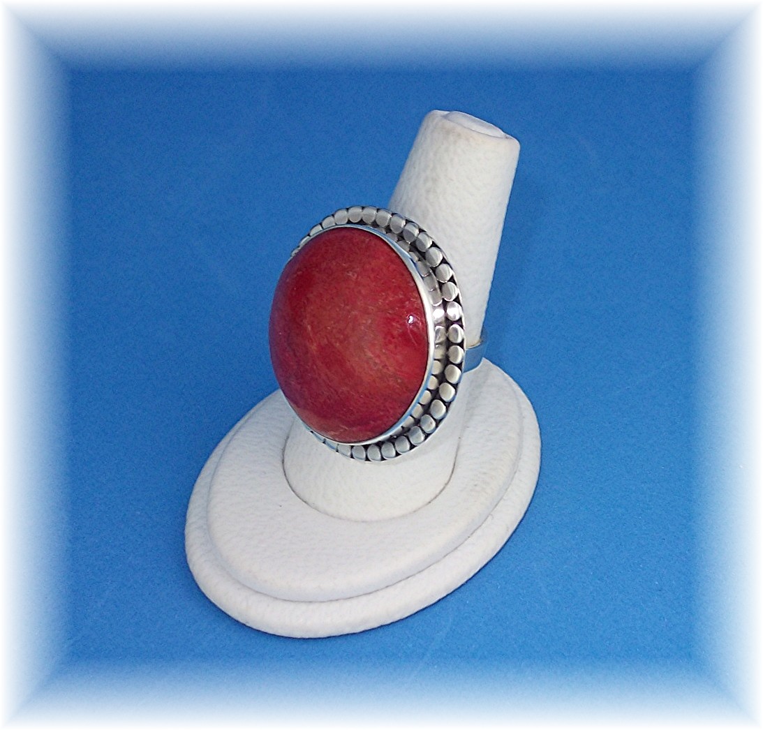 Ring Sponge Coral Sterling Silver Free Size