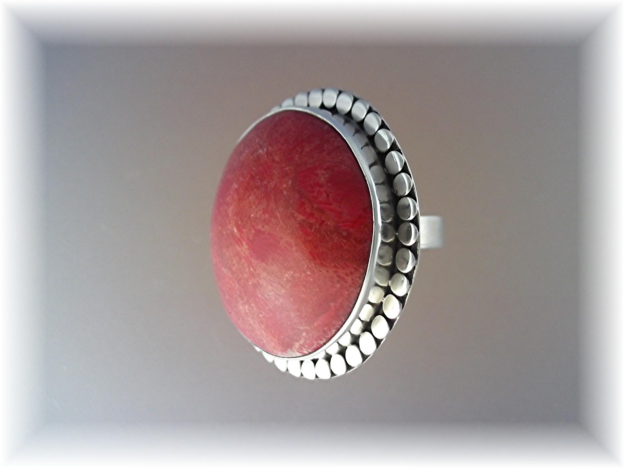 Ring Sponge Coral Sterling Silver Free Size