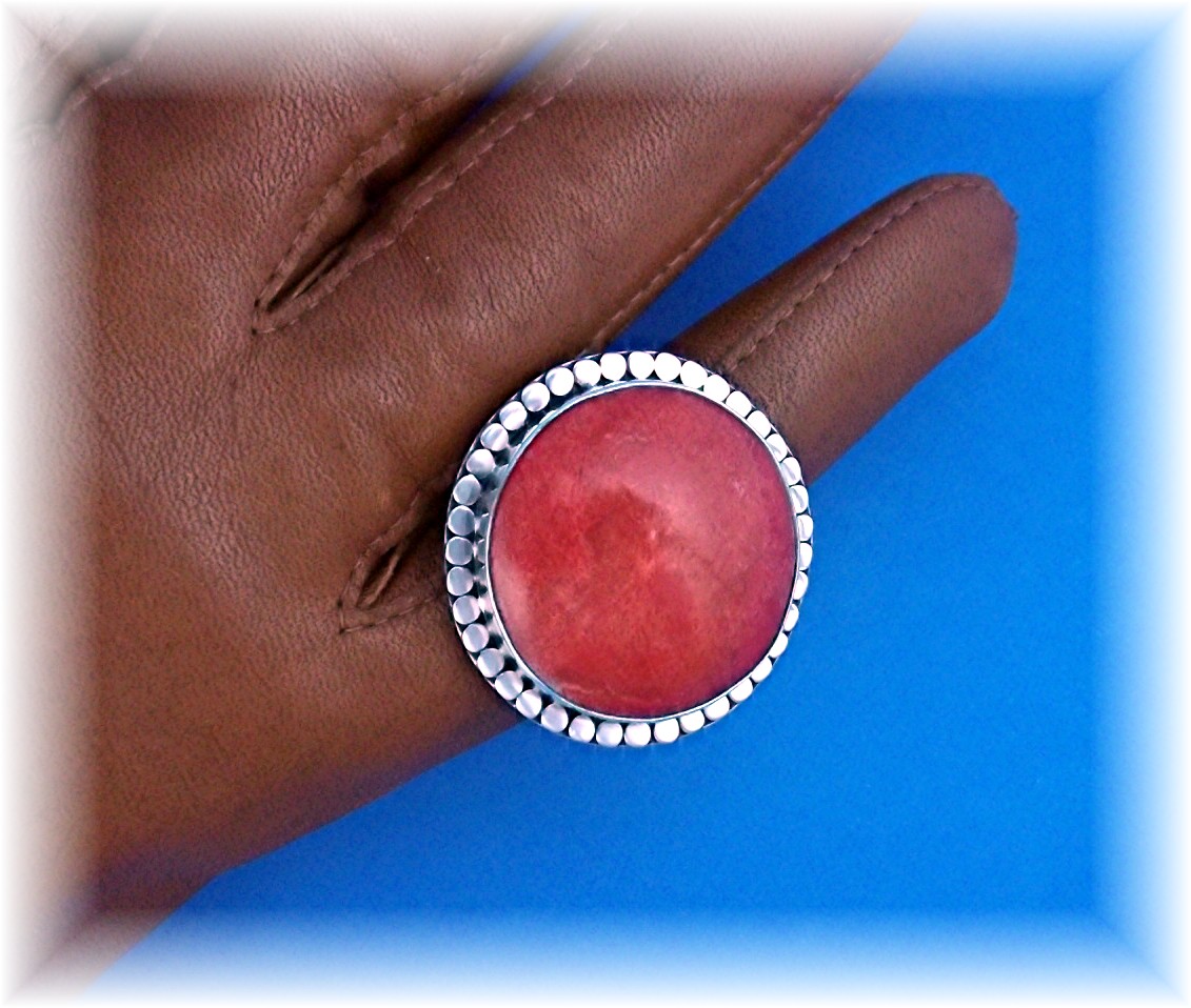 Ring Sponge Coral Sterling Silver Free Size