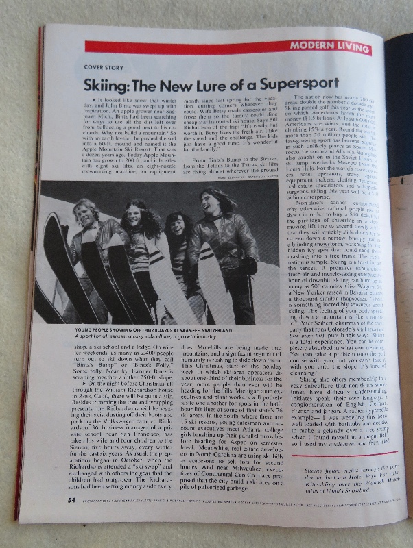 Time Magazine December 25, 1972 Holiday On Skis