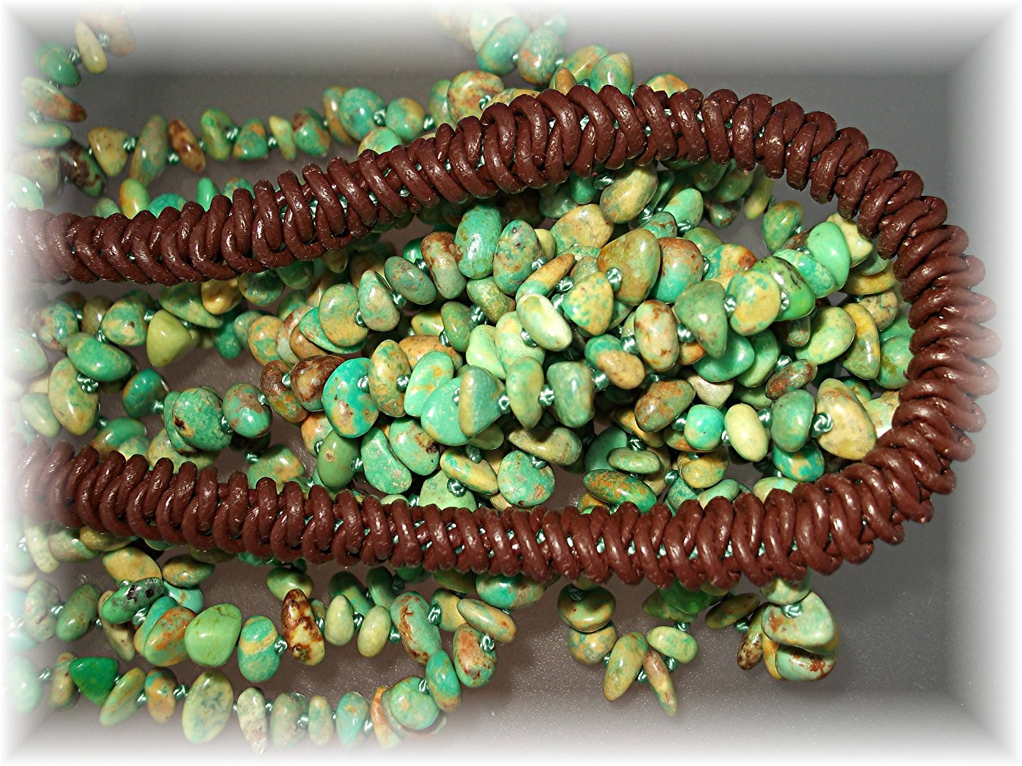 Necklace Green Turquoise Nuggets 6 Strands