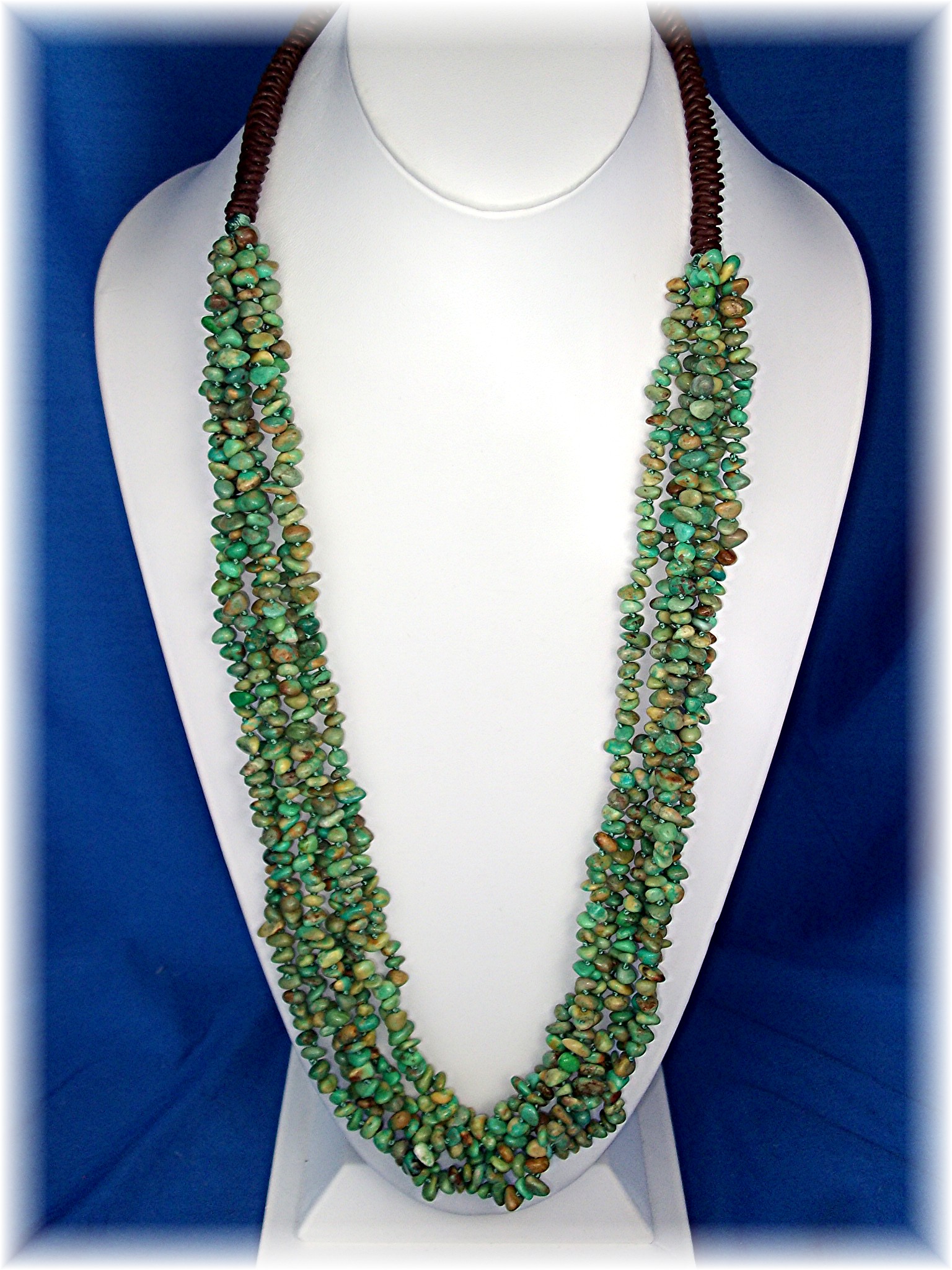Necklace Green Turquoise Nuggets 6 Strands