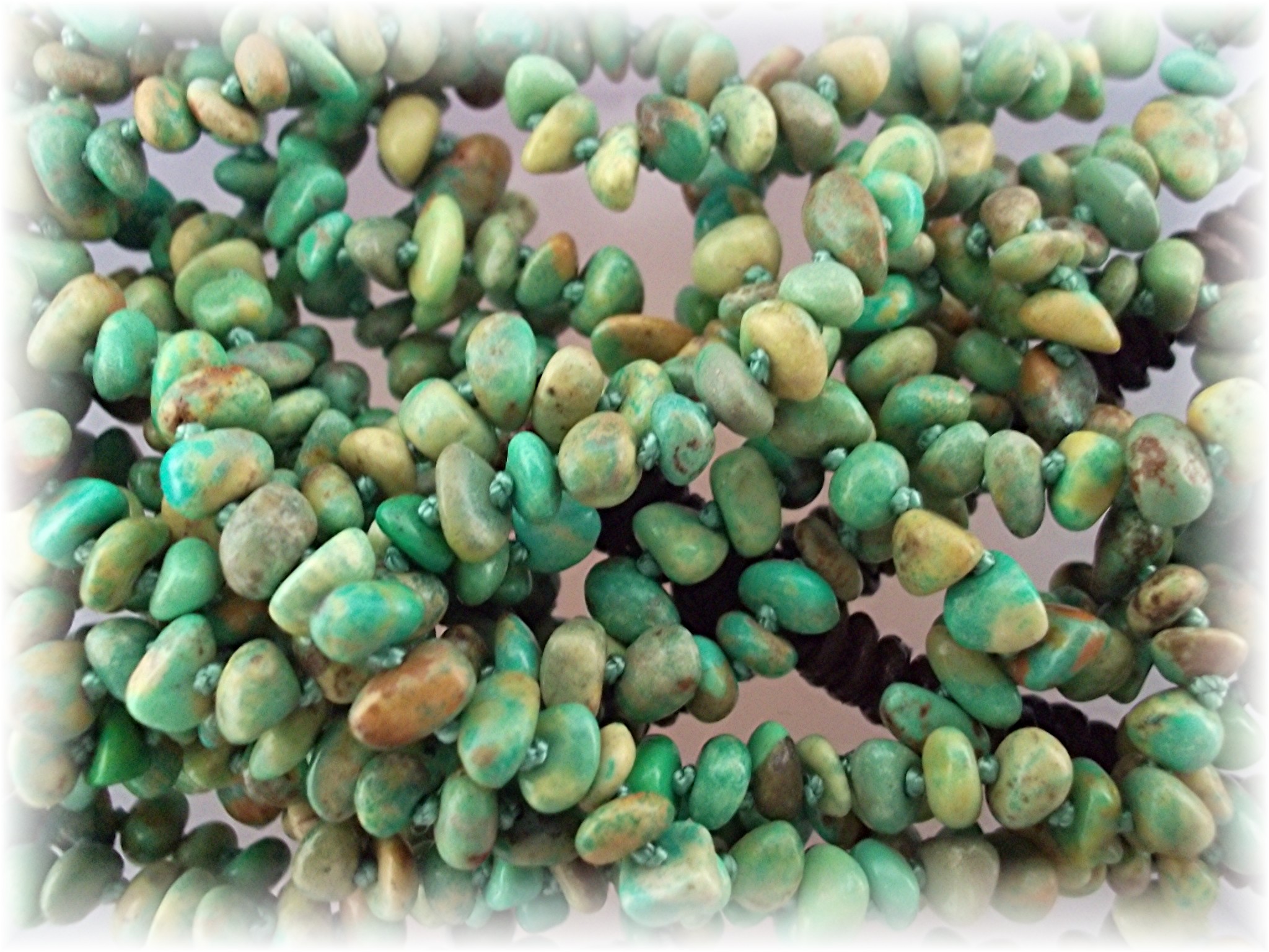 Necklace Green Turquoise Nuggets 6 Strands