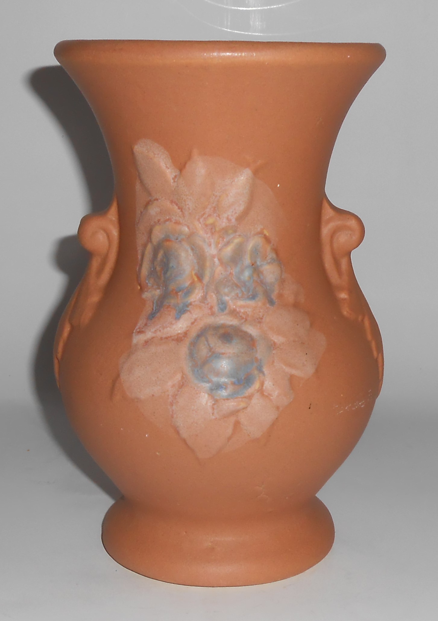 Brush McCoy Art Pottery Tan w/Floral Decoration Vase