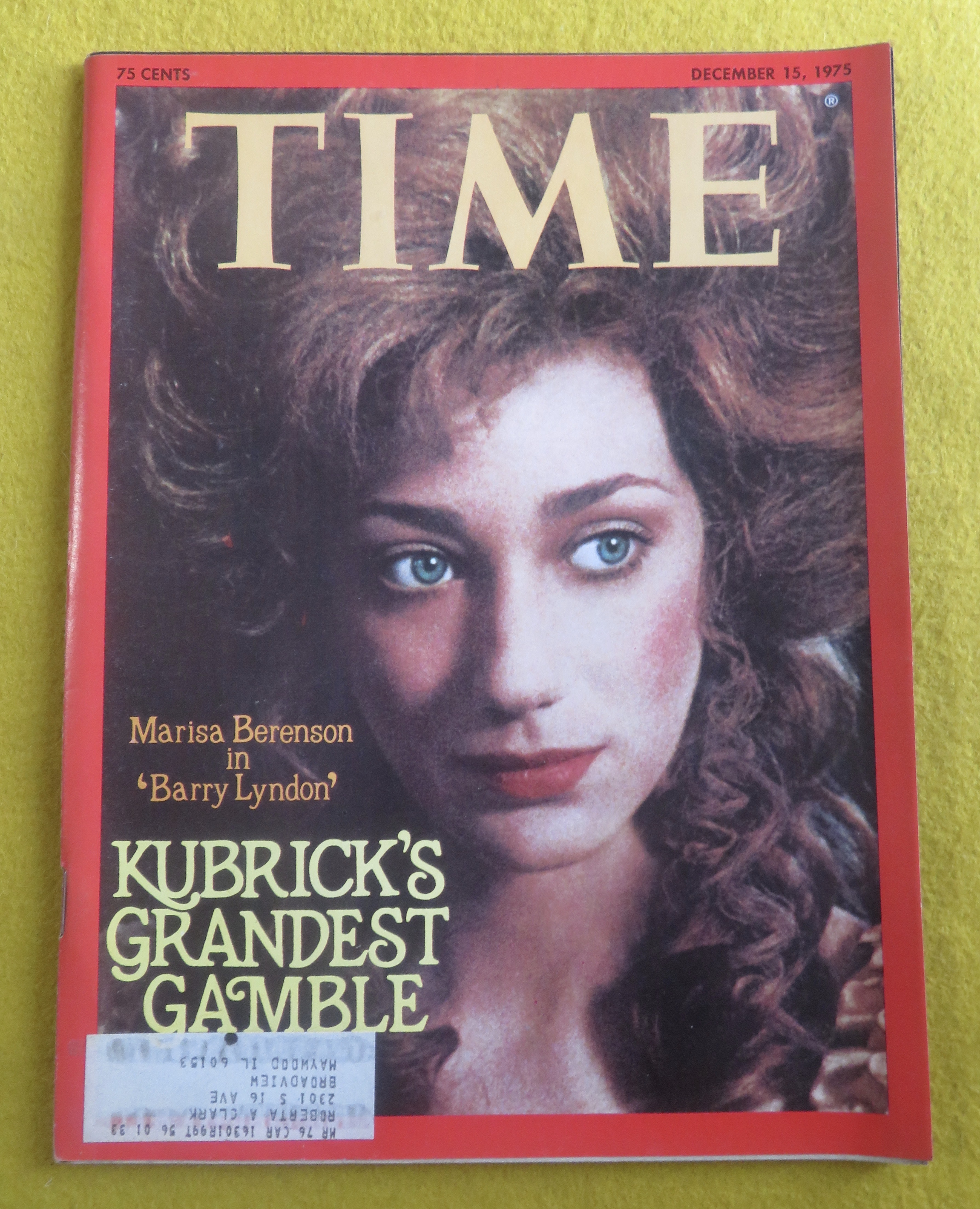 Time Magazine December 15, 1975 Kubrick's Gamble