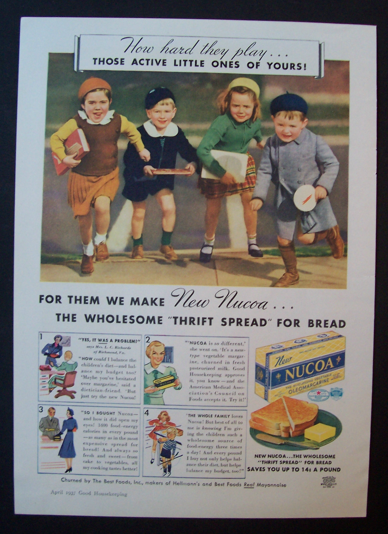 1937 Nucoa Margarine with 4 Children Running