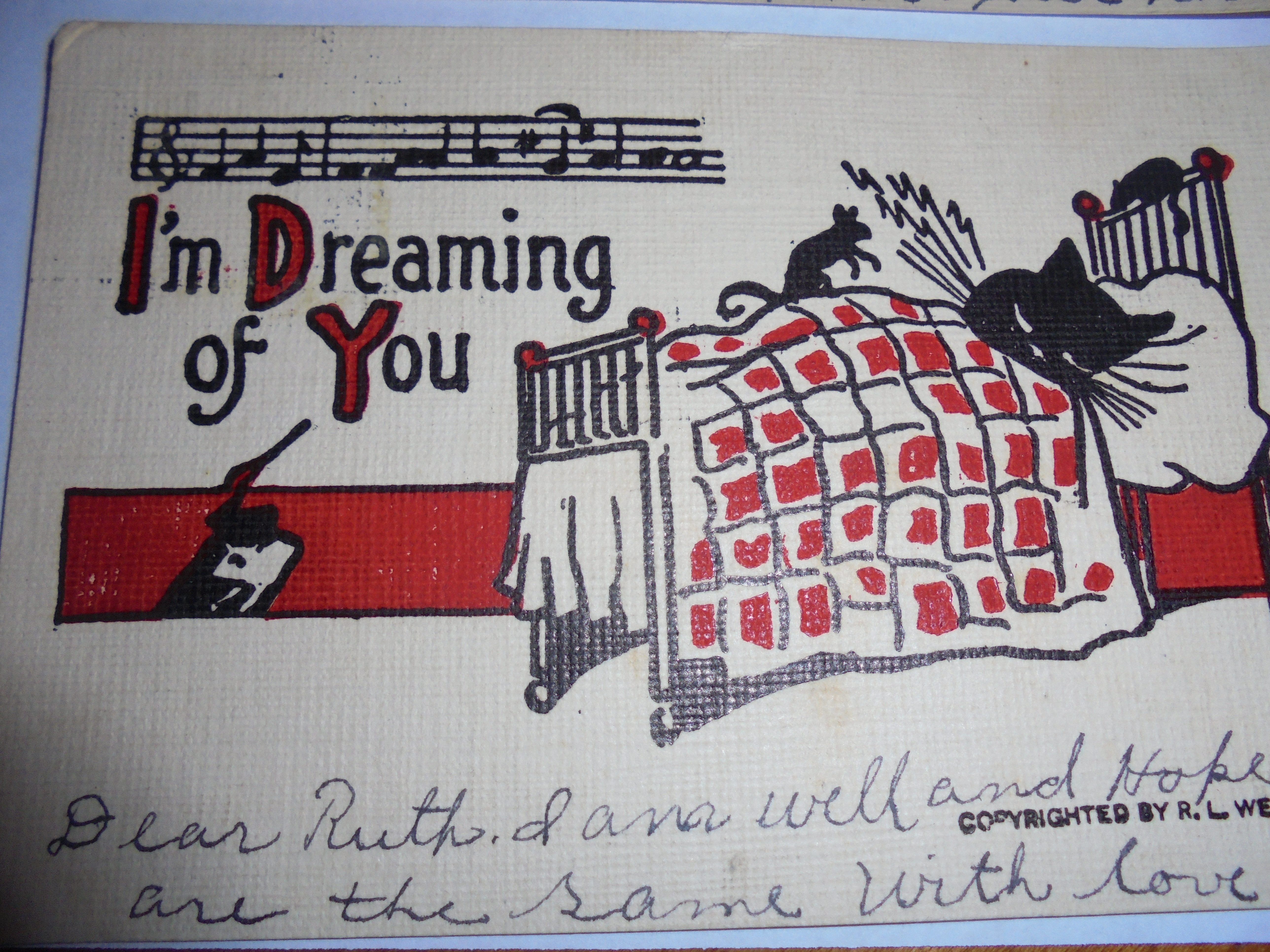 Novelty Postcard Trio, Cats W/Verses
