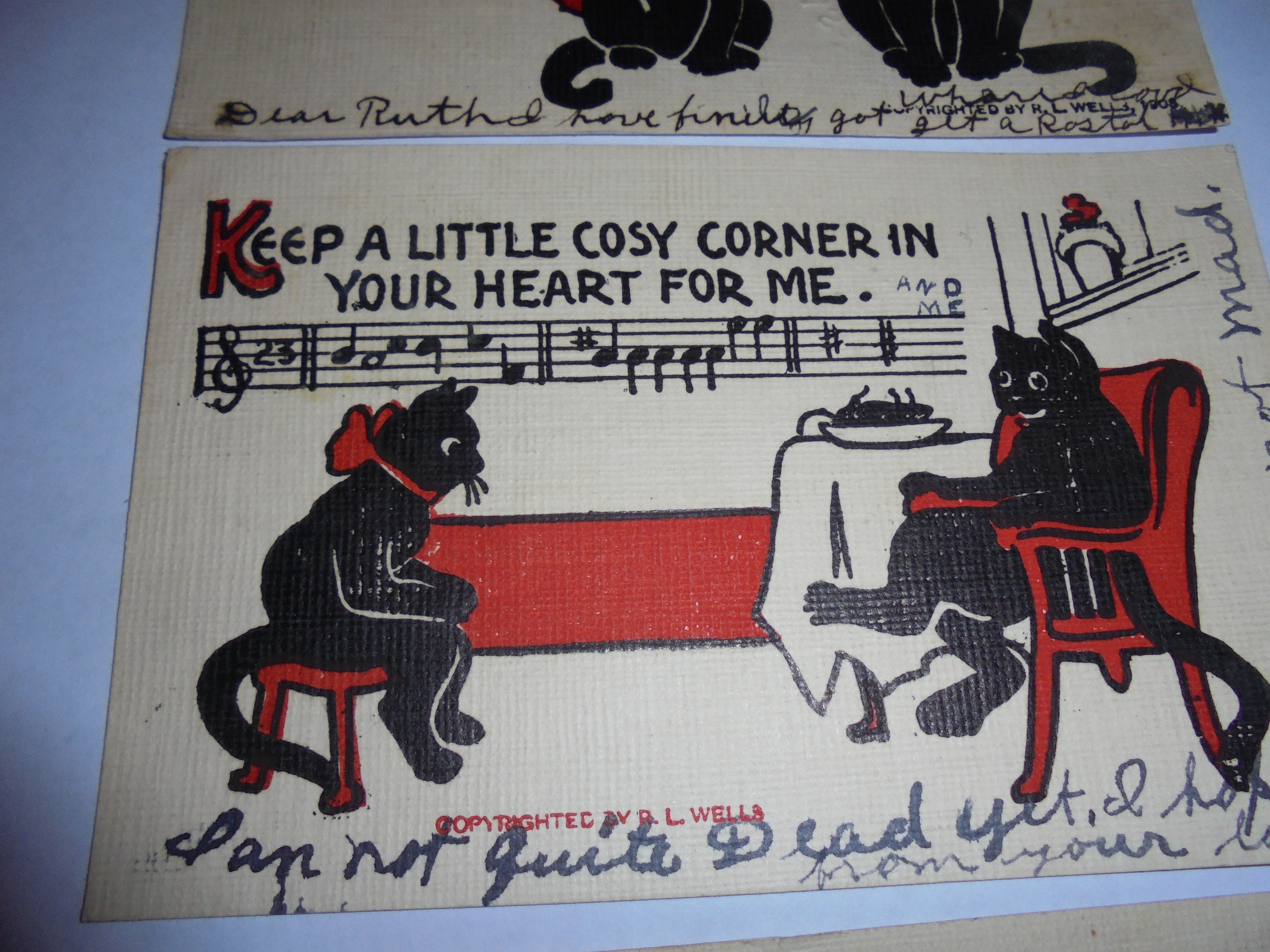 Novelty Postcard Trio, Cats W/Verses