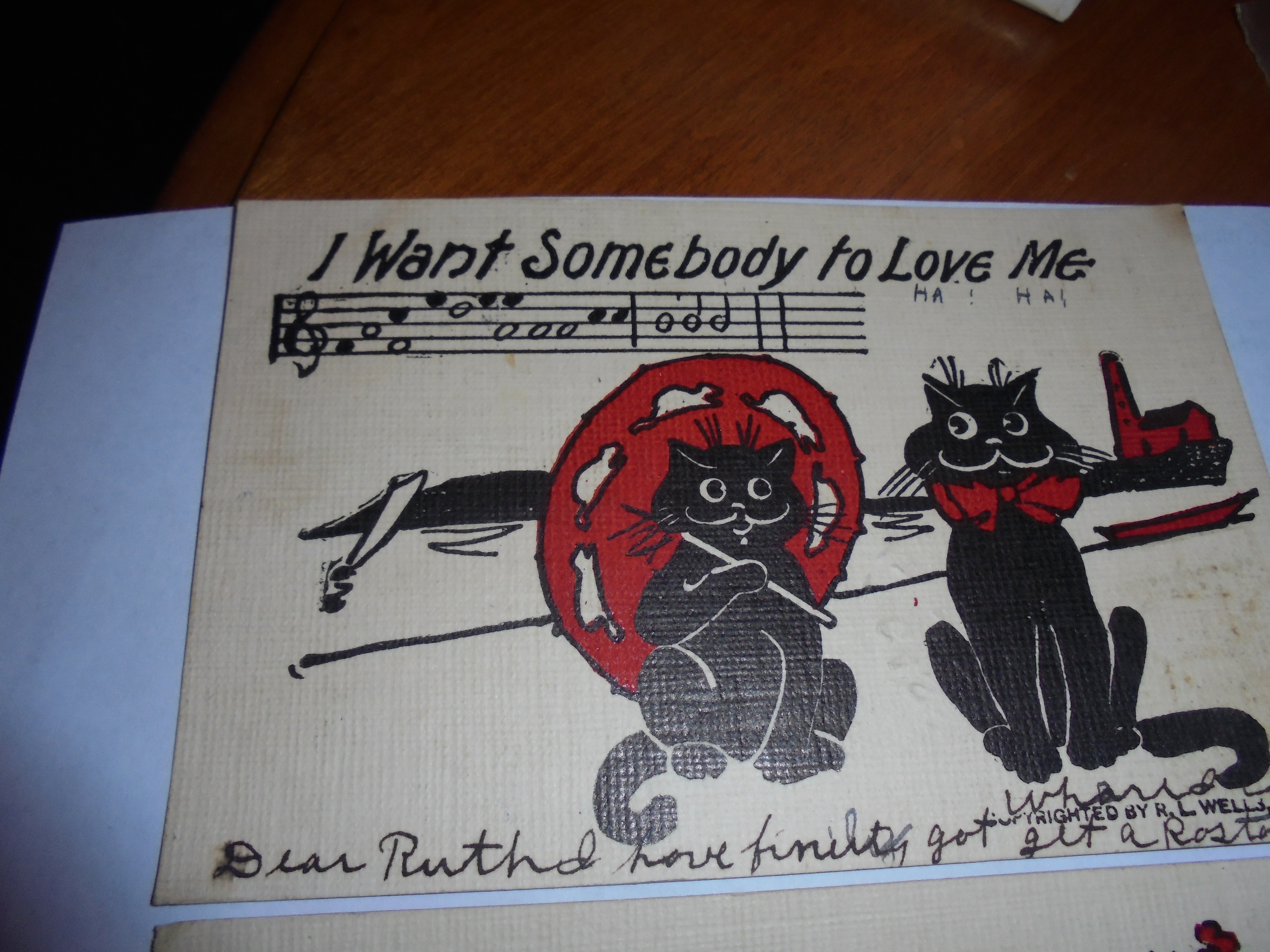 Novelty Postcard Trio, Cats W/Verses